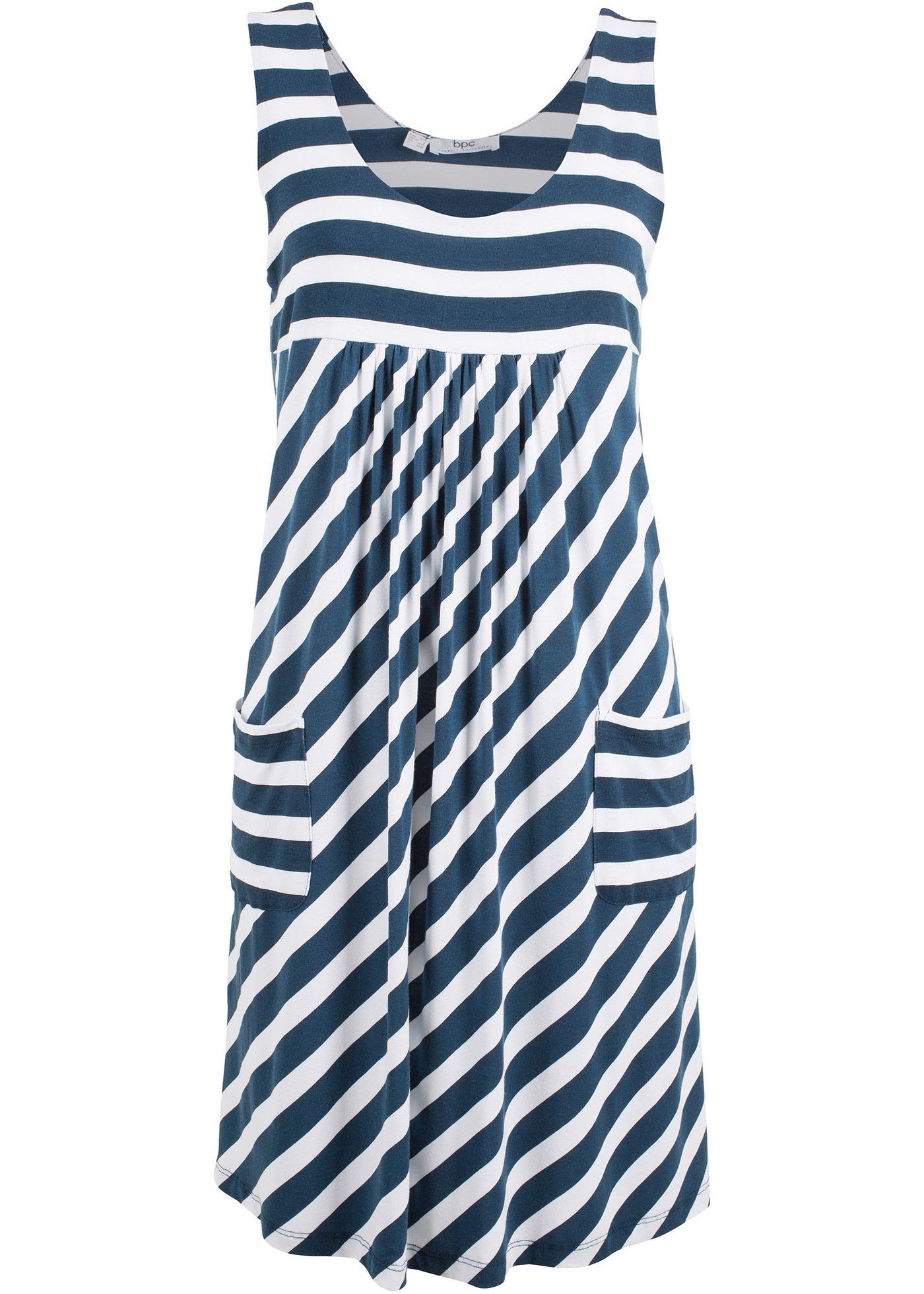 Robe en jersey avec poches, rayée