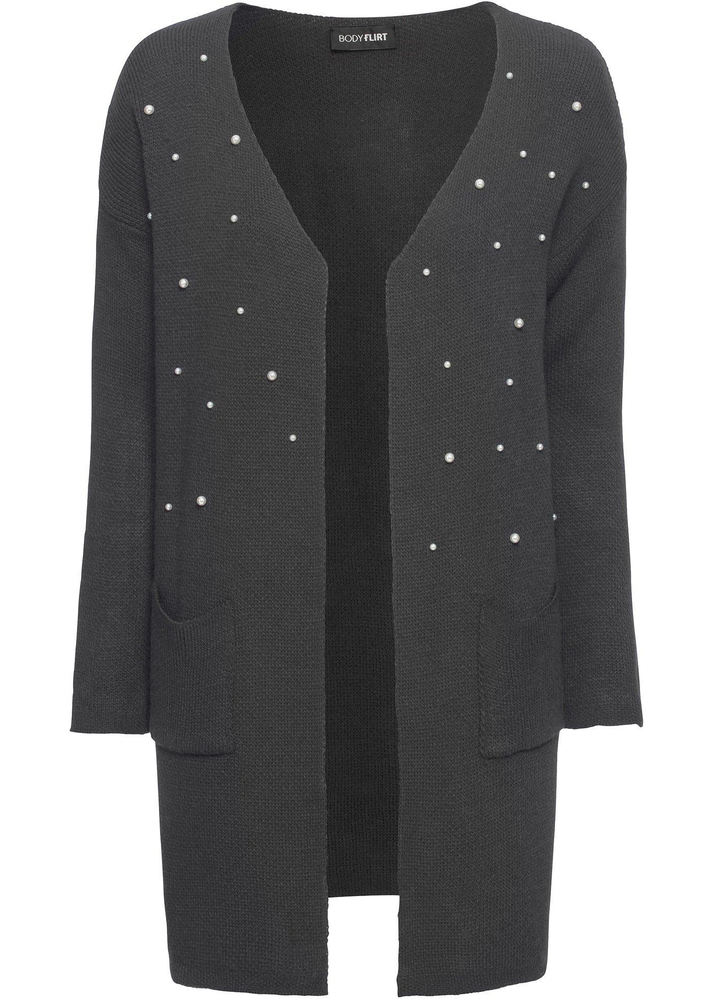 Ce gilet long en maille de la marque Bodyflirt arbore de magnifiques perles sur le devant et se combine très facilement avec votre tenue. Sans fermeture. Long. env. 80 cm.