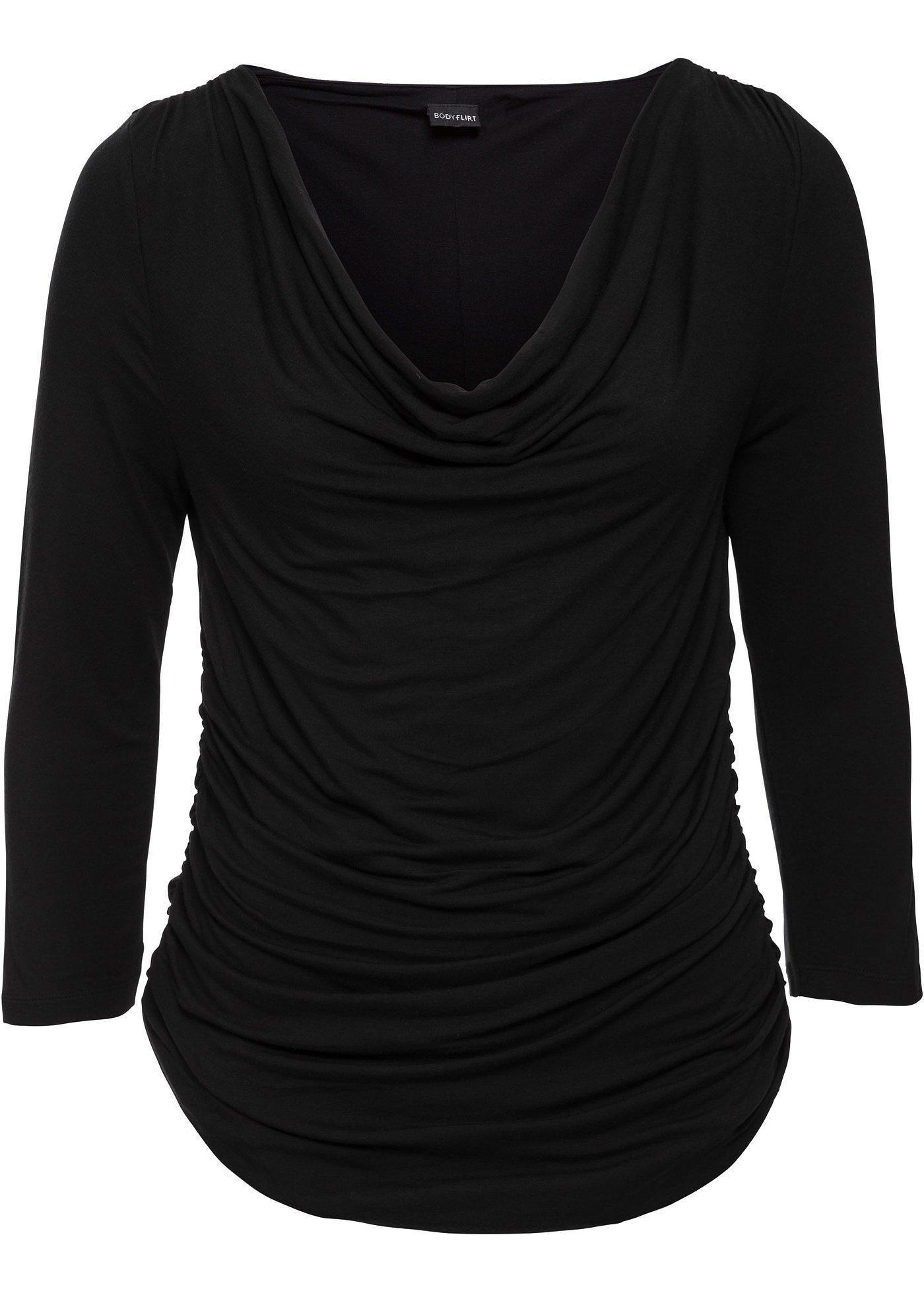 T-shirt à manches 3/4 avec encolure bénitier