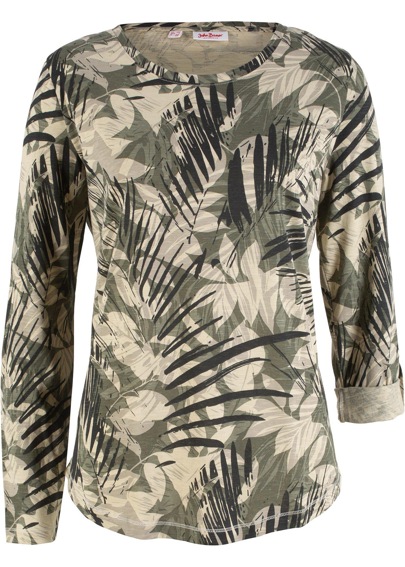 T-shirt coton imprimé, manches longues