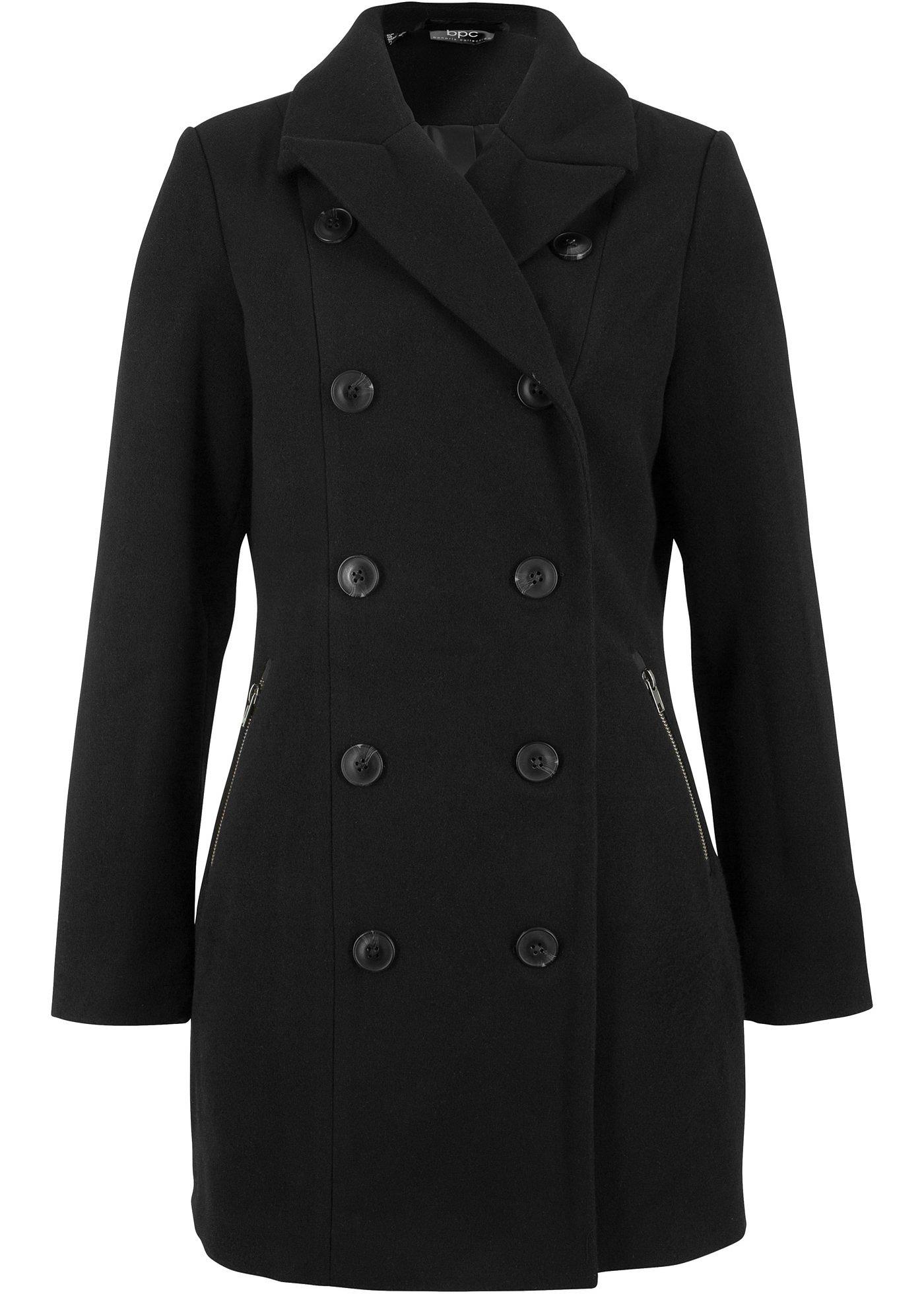Veste longue imitation laine style trench-coat