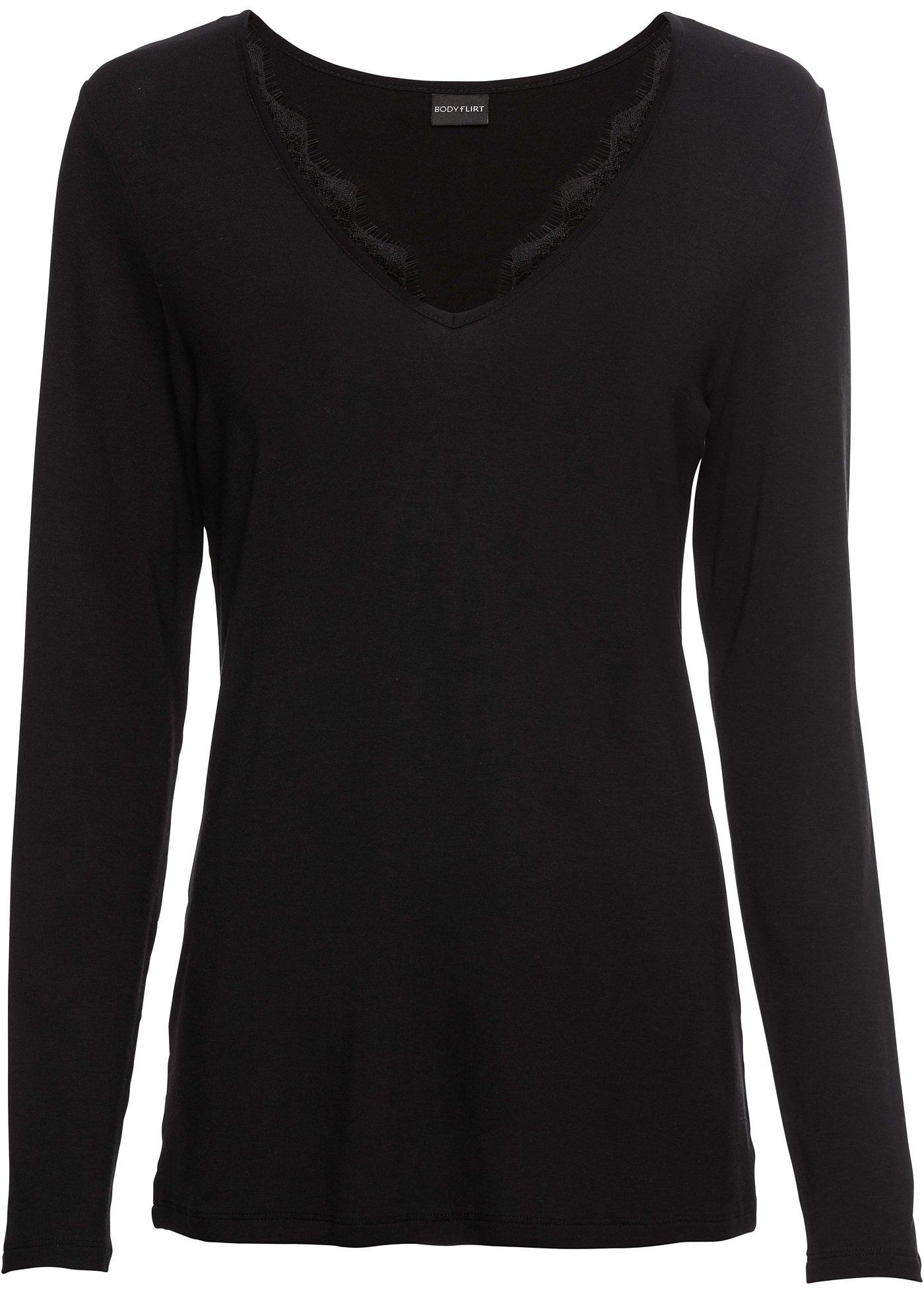 T-shirt manches longues à empiècement dentelle