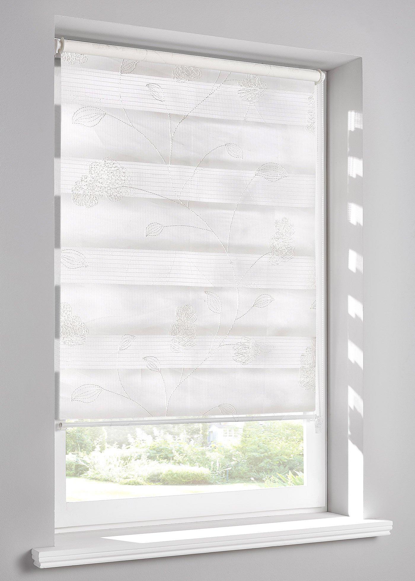 Store double brodé à fleurs