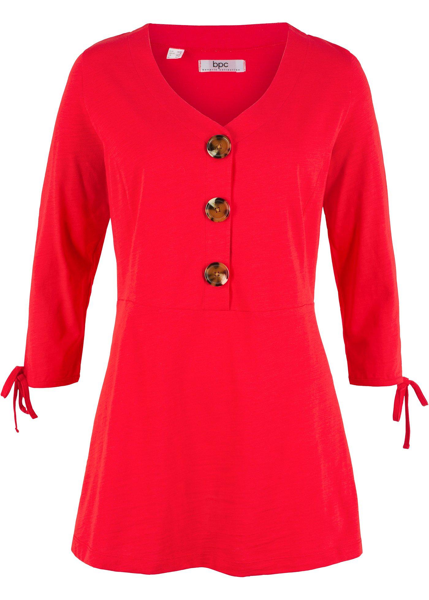 T-shirt jersey avec patte de boutonnage et détail nœud en bas de manches