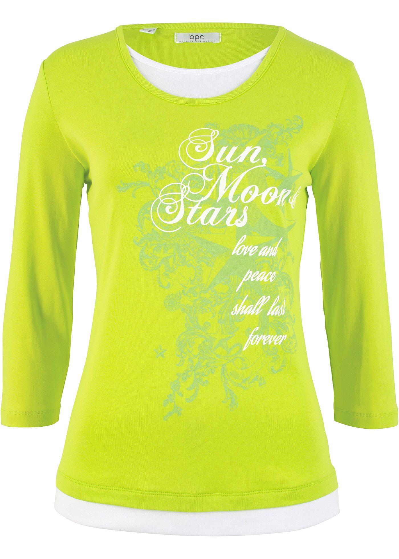 T-shirt 2 en 1 coton, manches 3/4