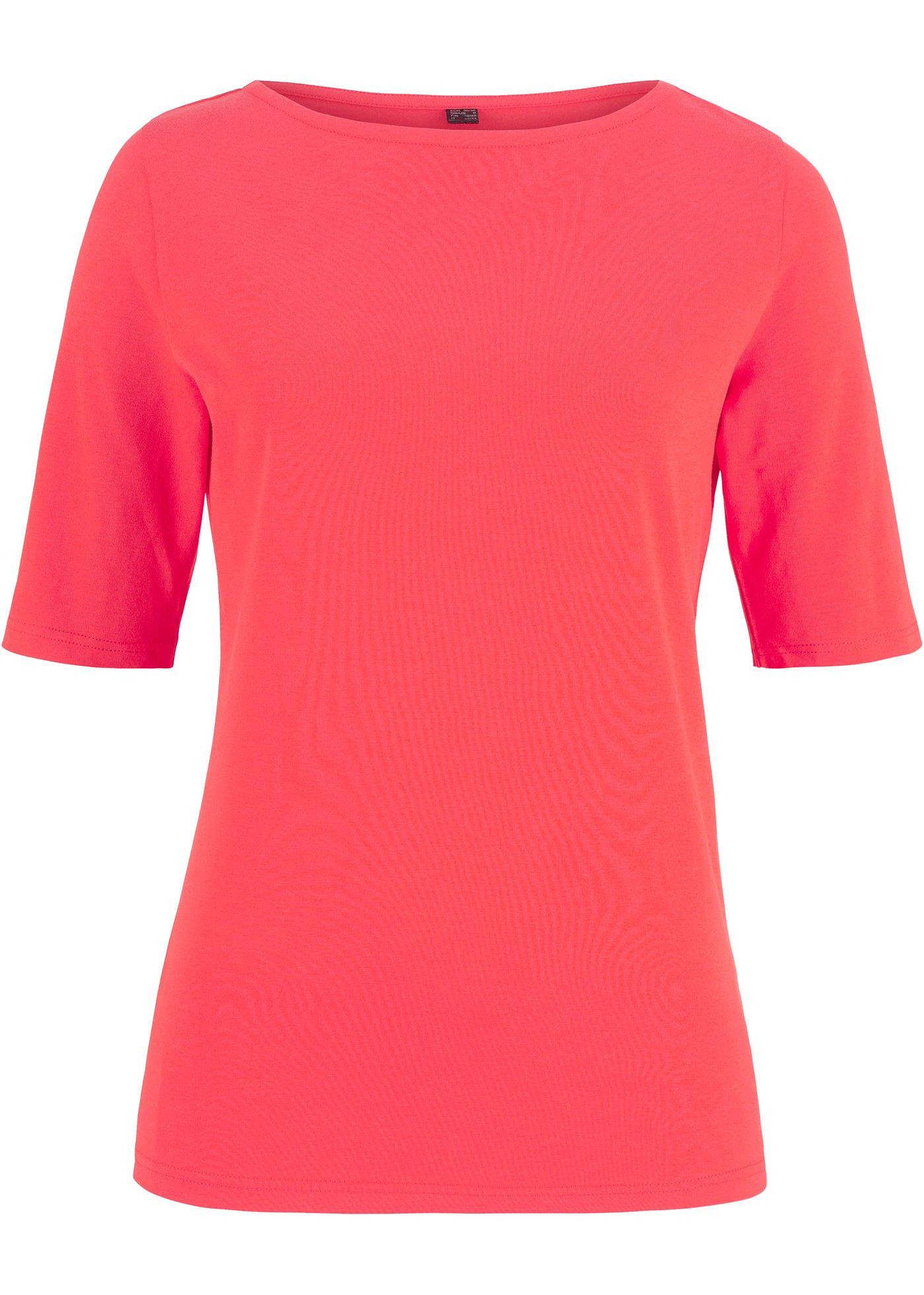 T-shirt col bateau, manches mi-longues