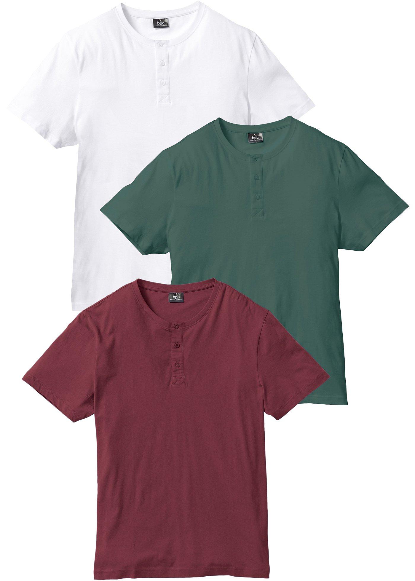 Lot de 3 T-shirts col Henley, manches courtes
