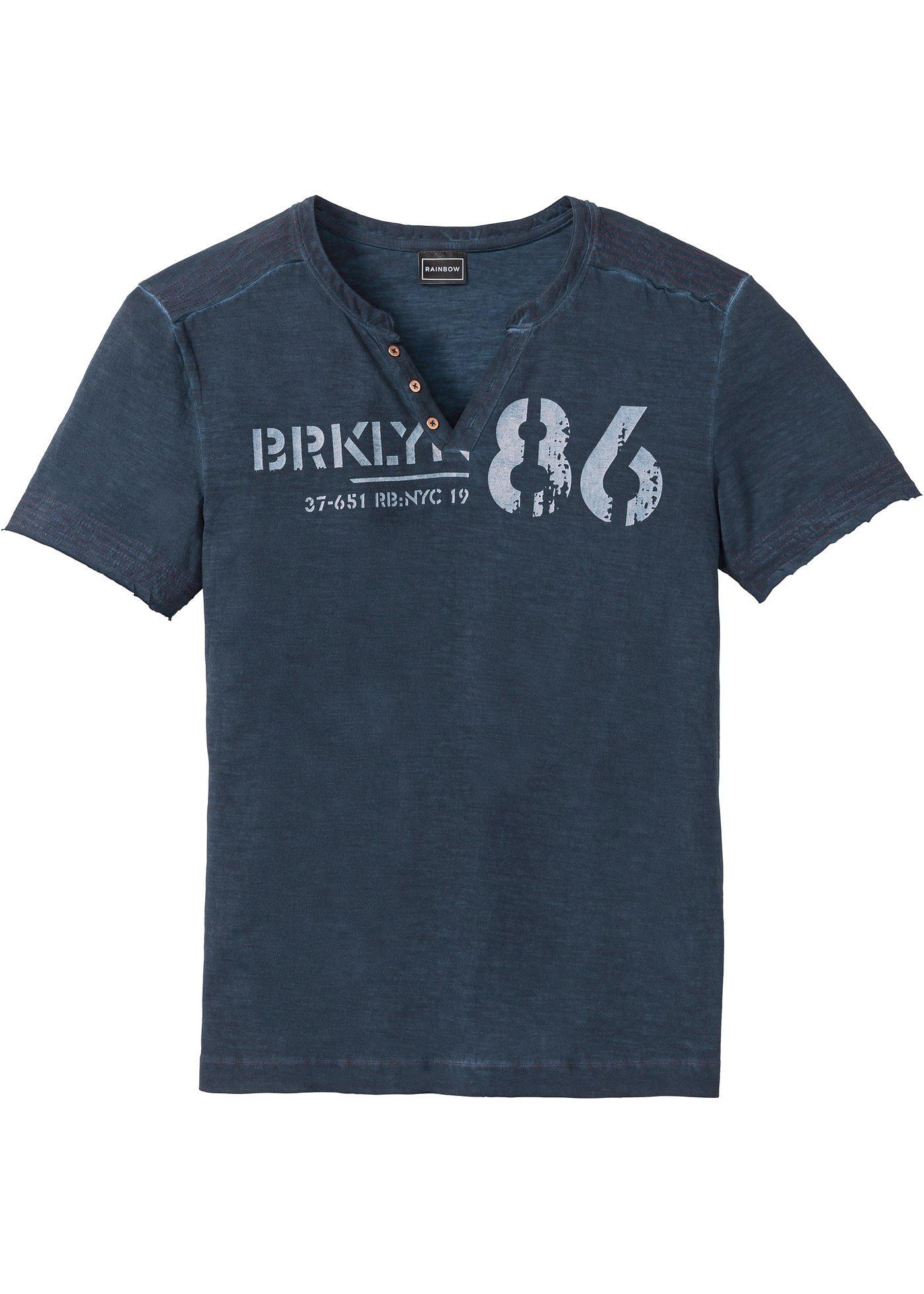 T-shirt col Henley Slim Fit en coton doux sur la peau