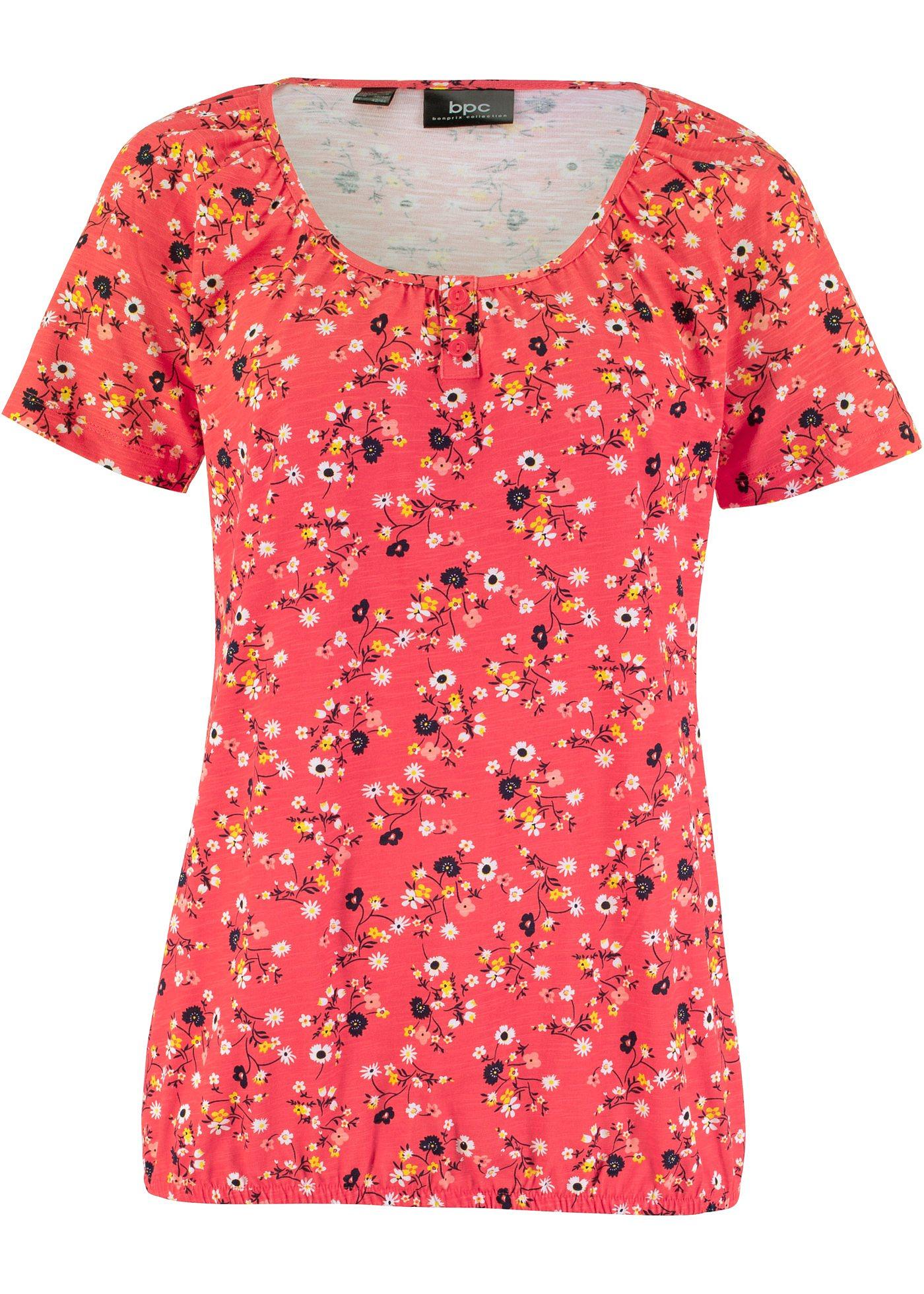 T-shirt imprimé avec patte de boutonnage et base élastiquée