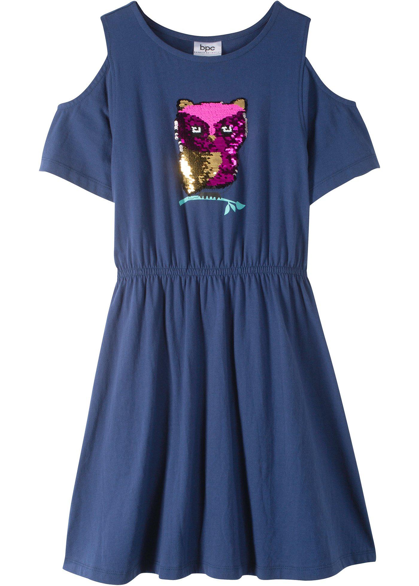 Robe à épaules dénudées avec paillettes réversibles