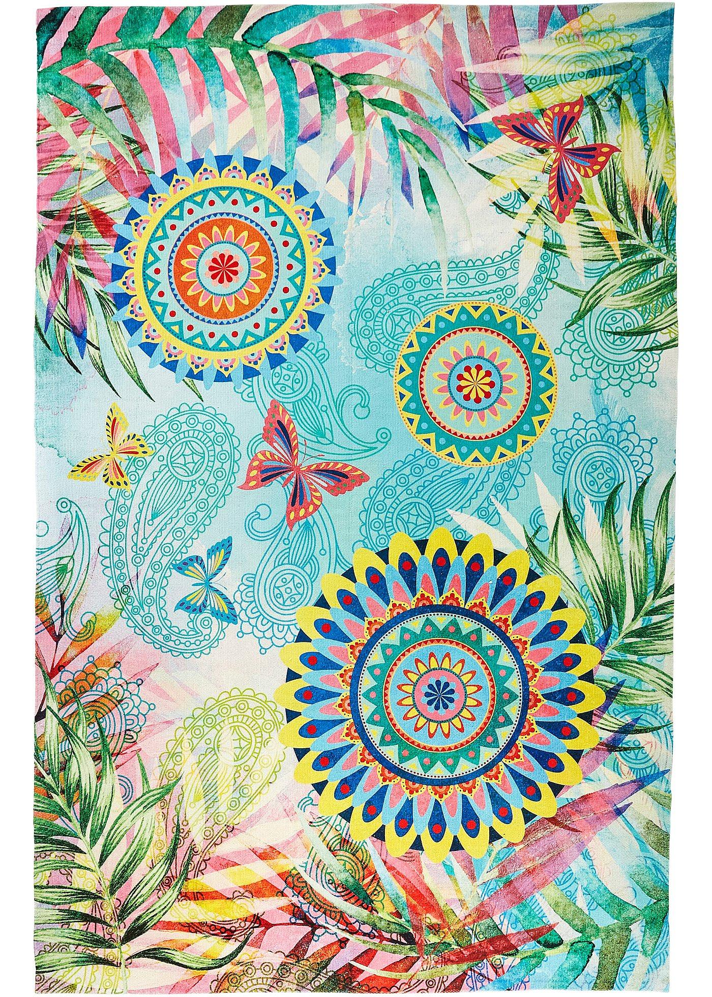 Tapis imprimé numérique multicolore, intérieur et extérieur