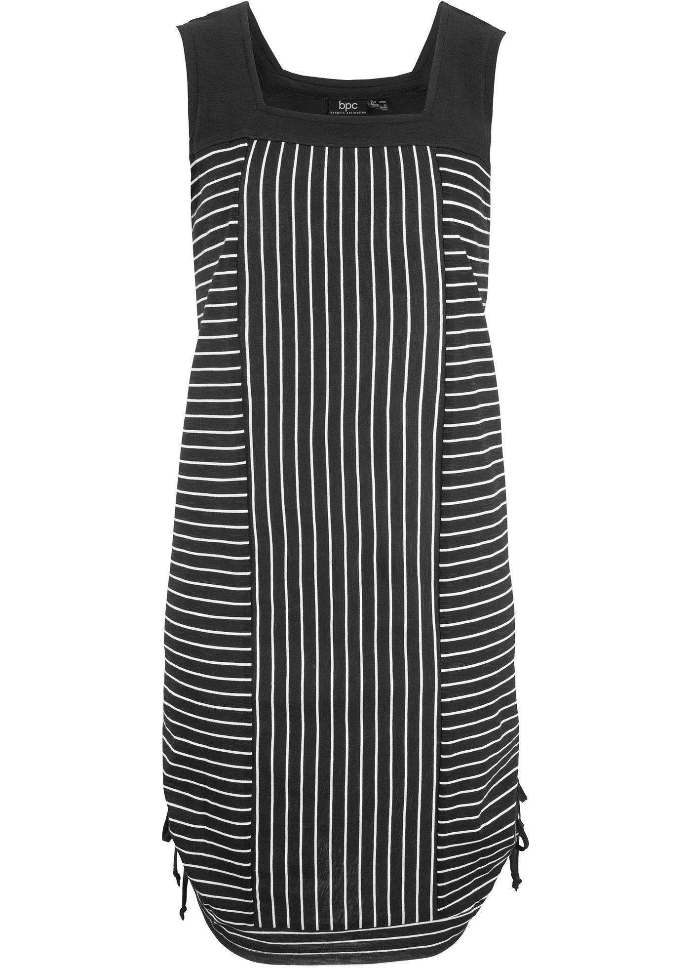 Robe en jersey coton rayée avec fronces latérales