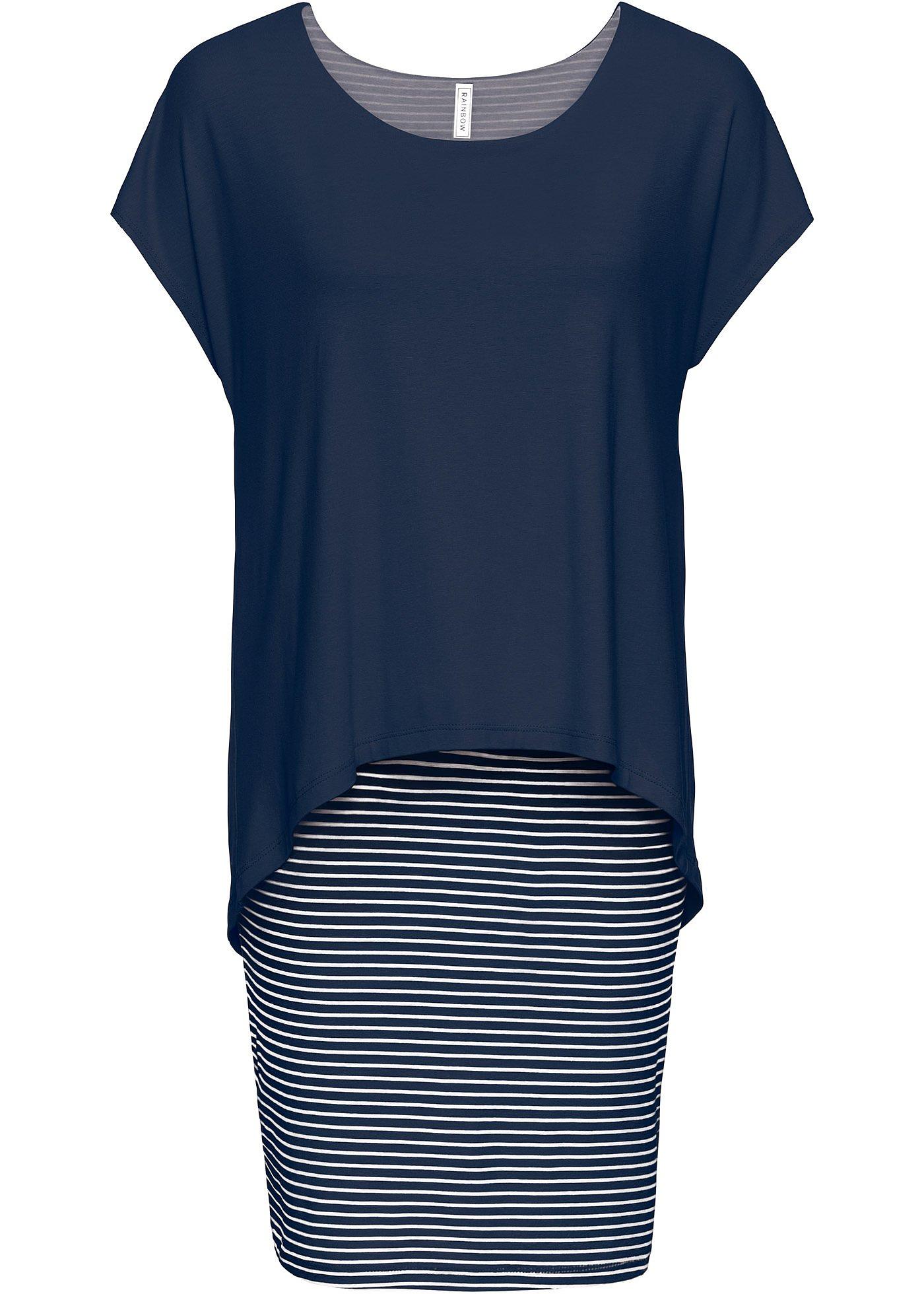 Robe en jersey avec jupe rayée