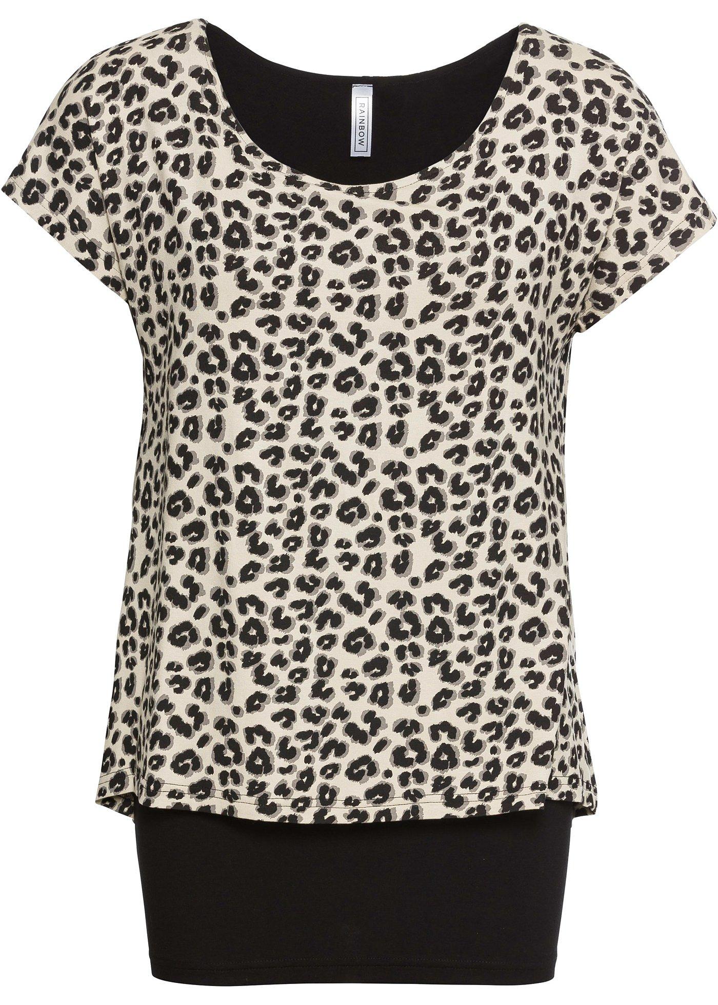 T-shirt long 2 en 1 à imprimé léopard