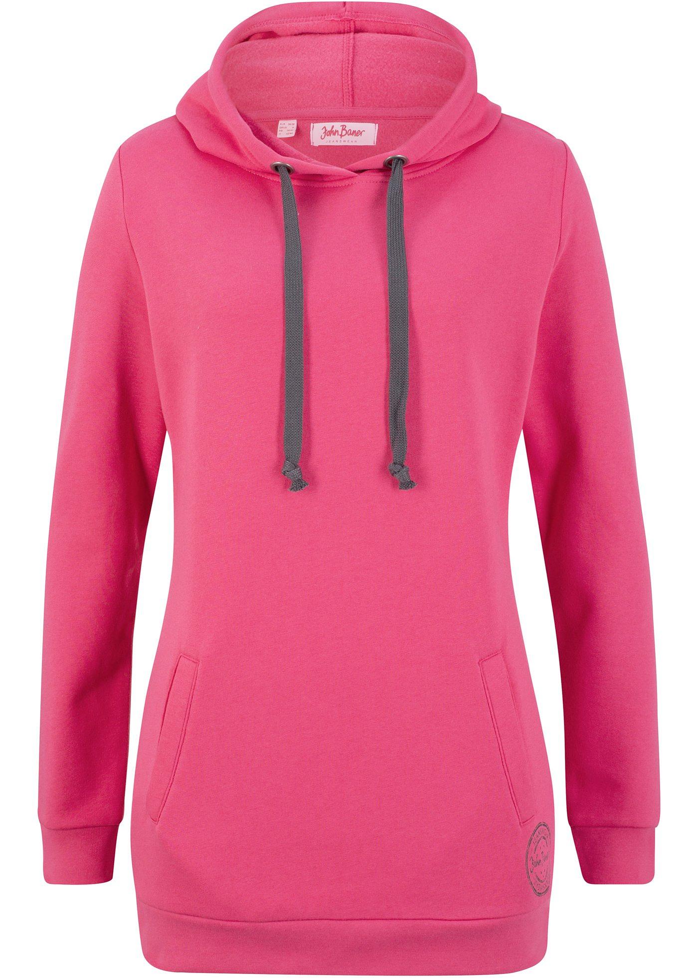 Sweat-shirt long à capuche, manches longues