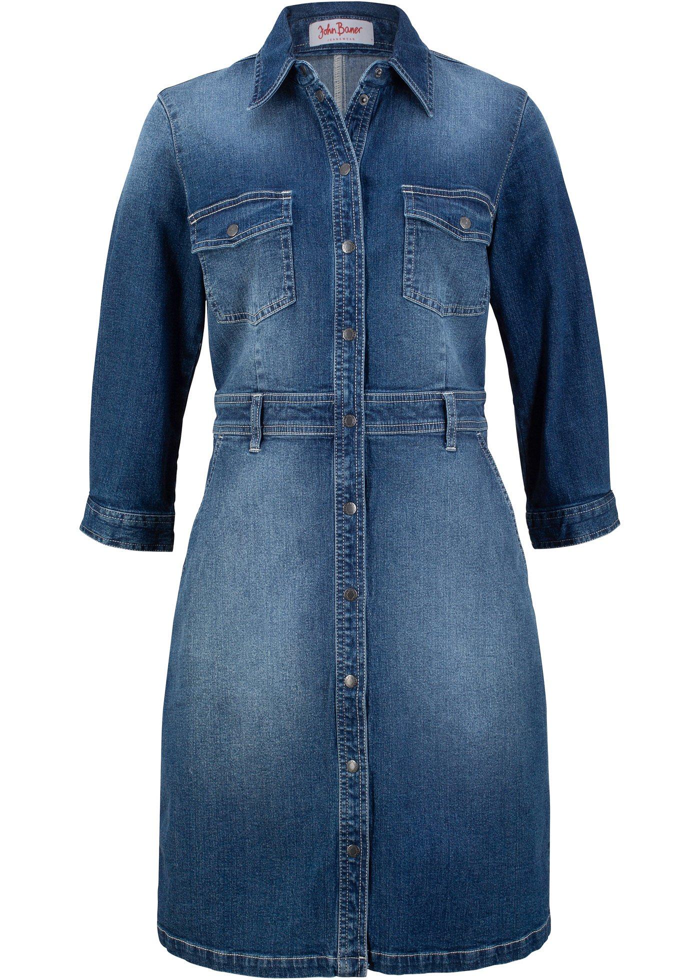Robe en jean extensible manches 3/4