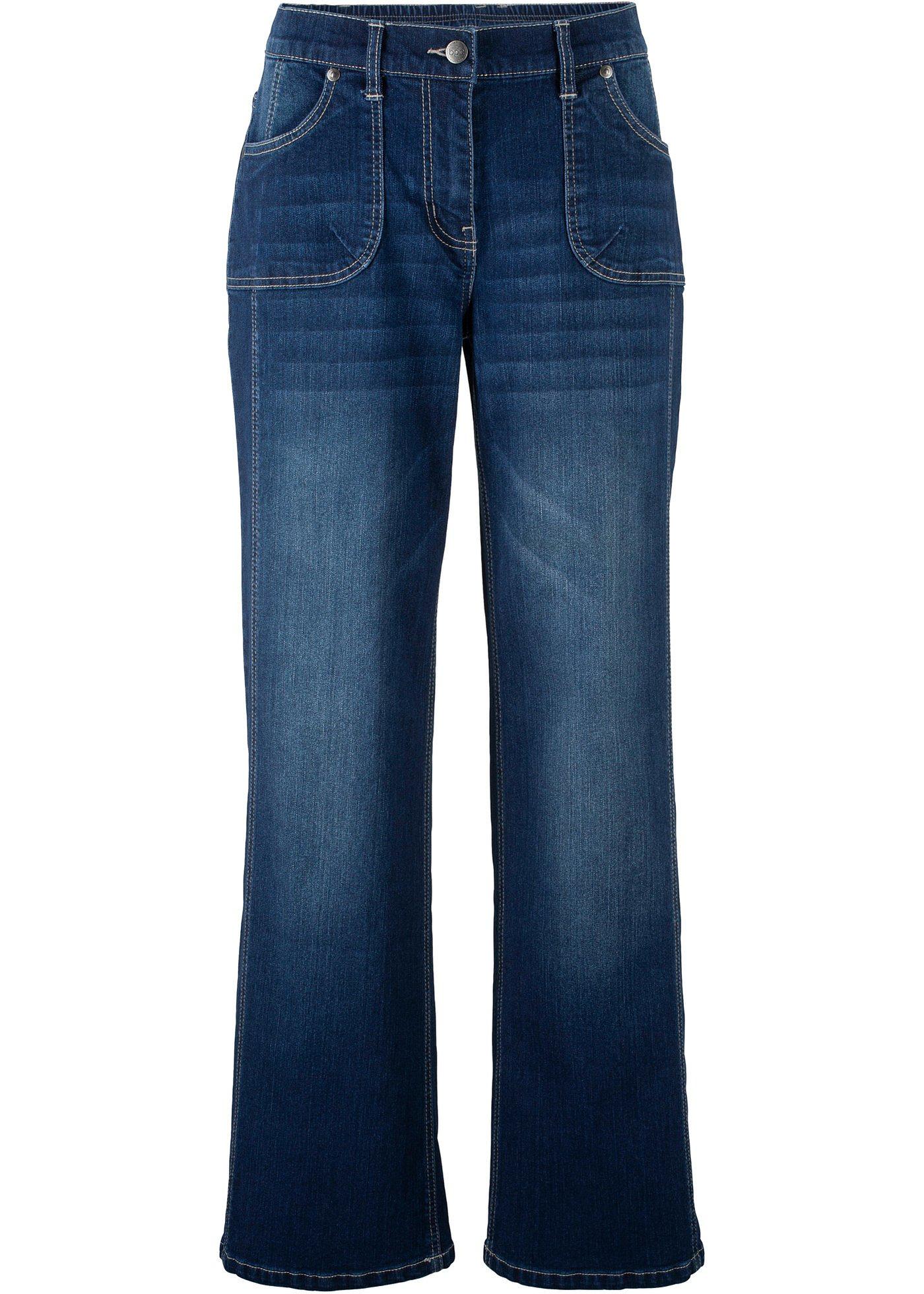 Jean extensible avec taille confortable, jambes larges