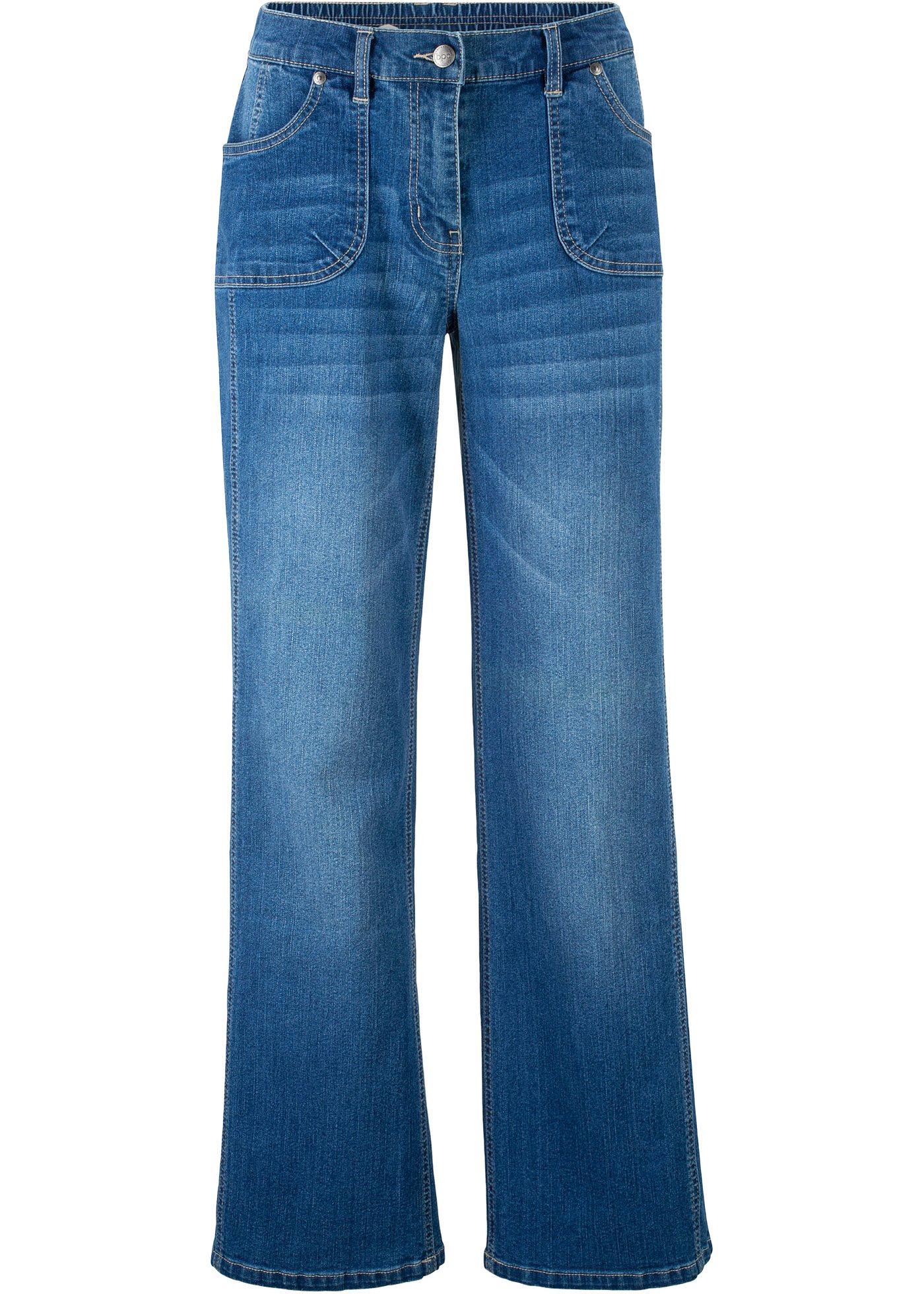 Jean extensible avec taille confortable, jambes larges
