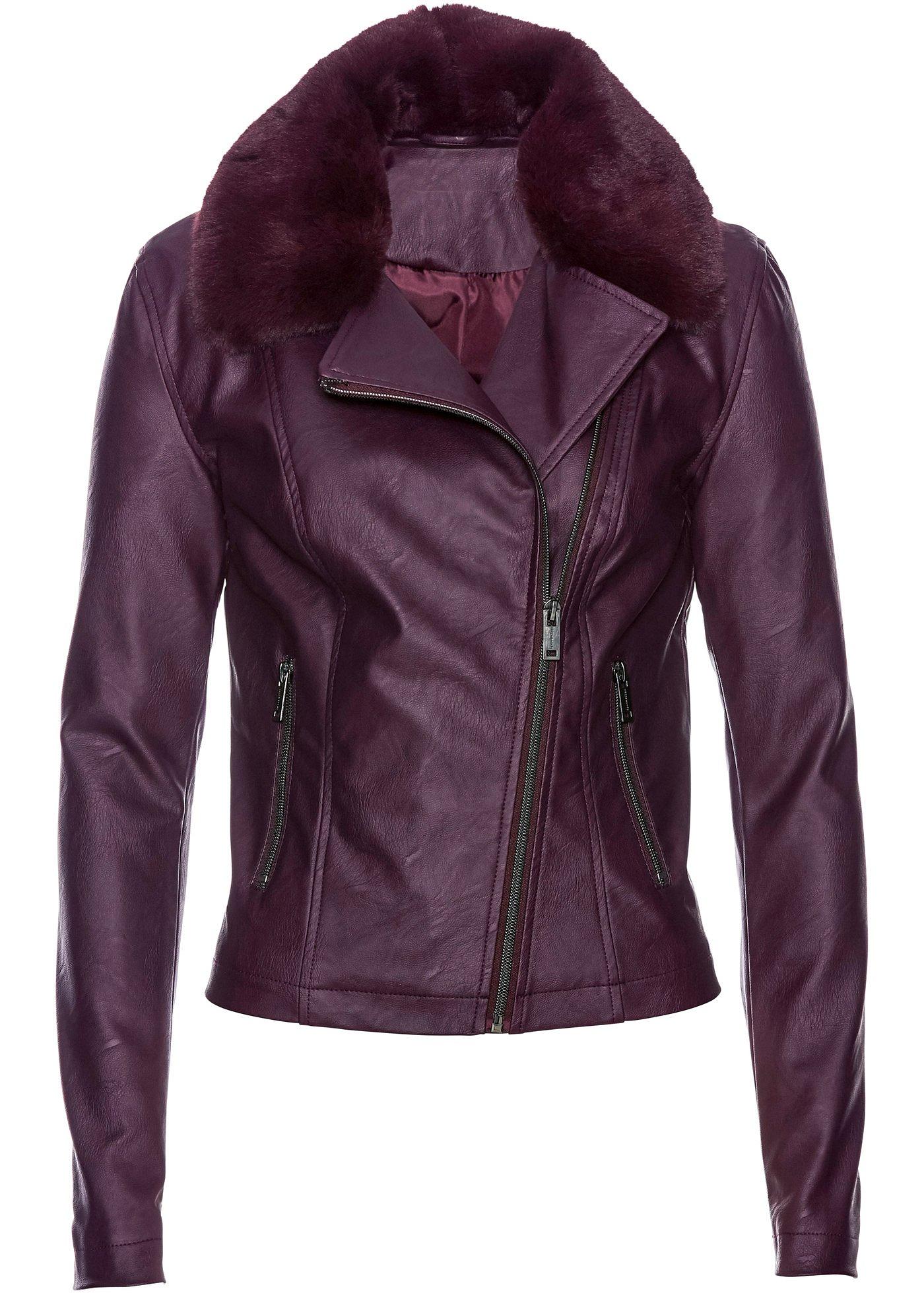 Blouson en synthétique imitation cuir avec col en fausse fourrure
