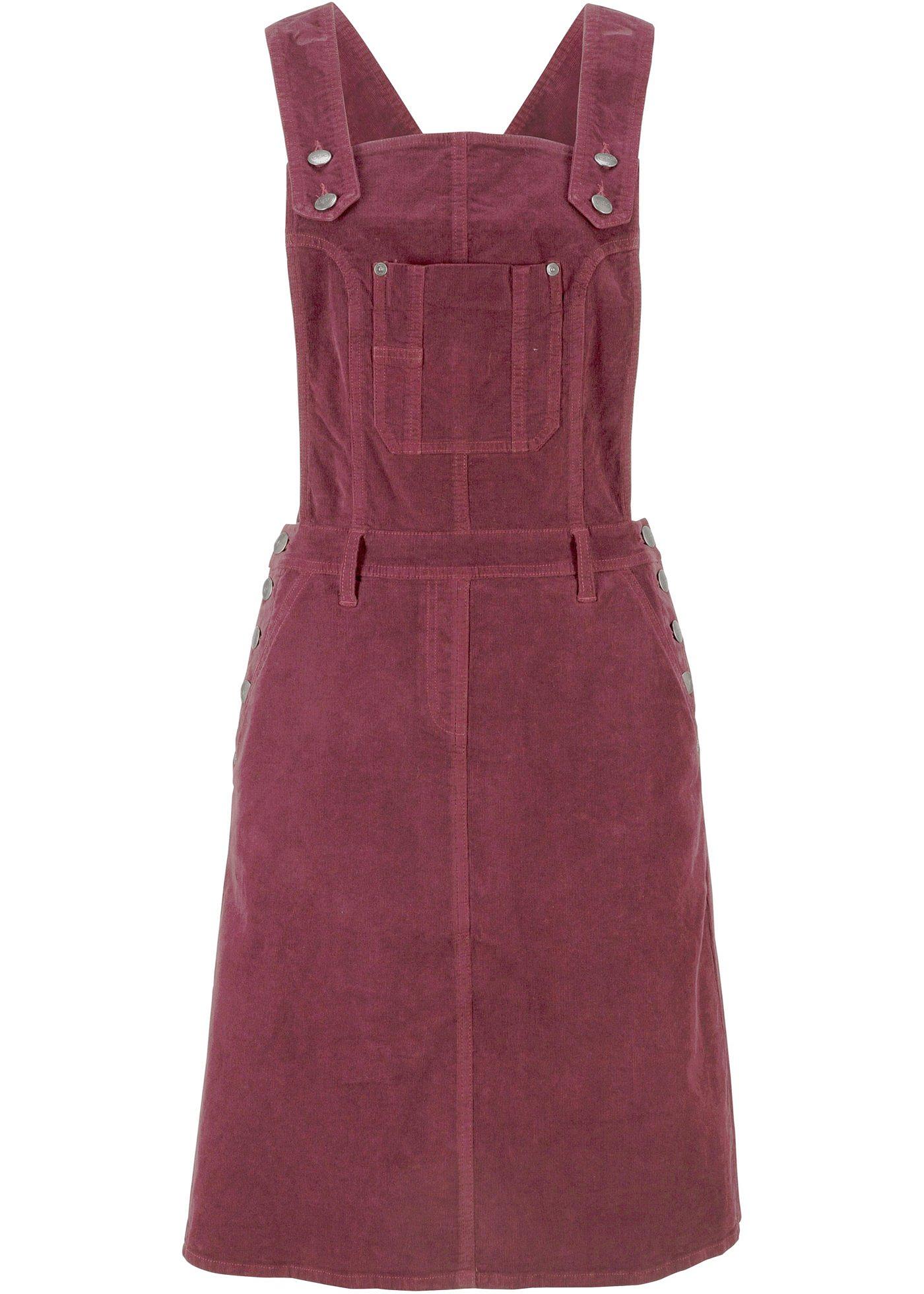 Robe-salopette en velours côtelé extensible