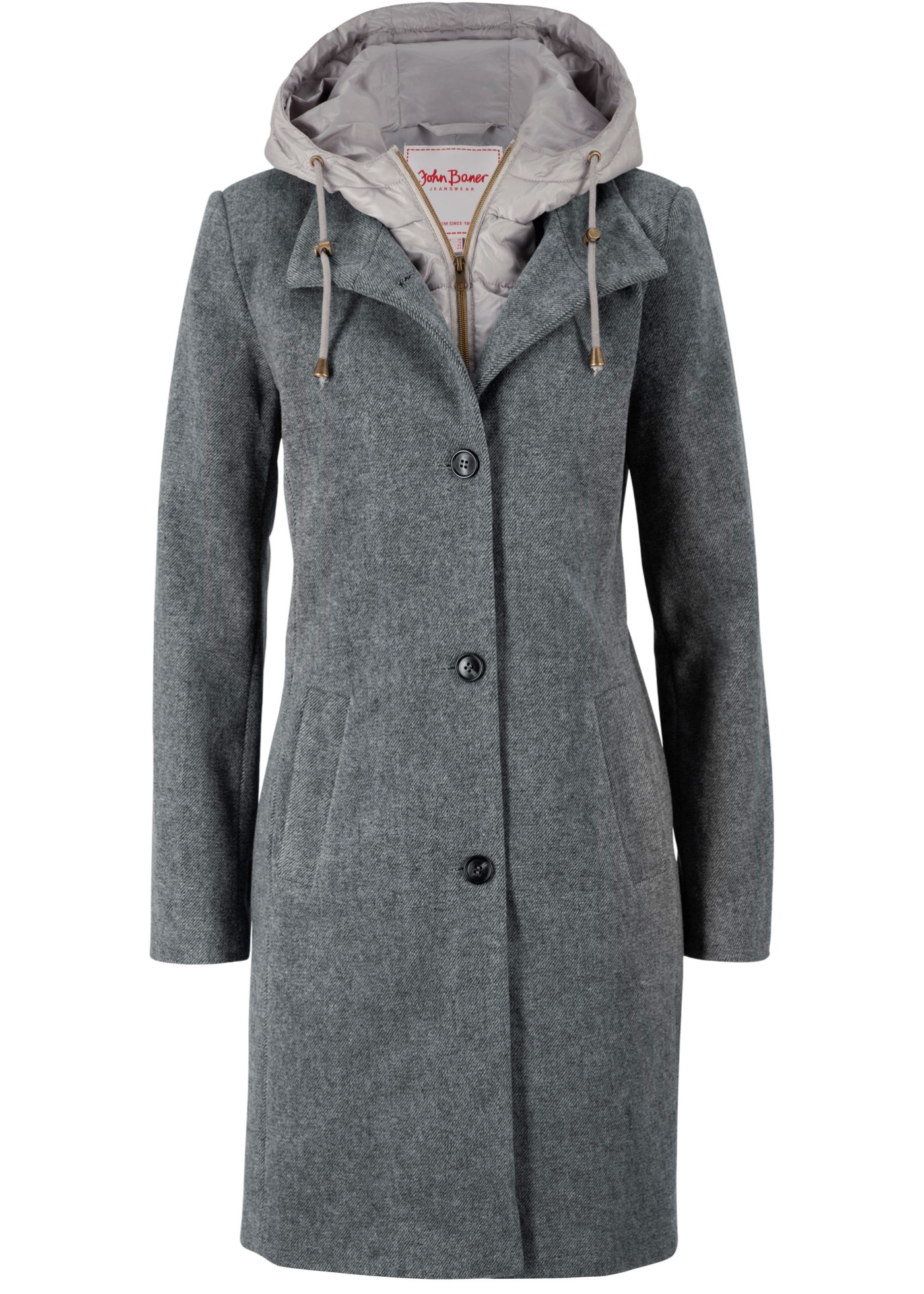 Manteau court d'hiver à teneur en laine, style 2 en 1