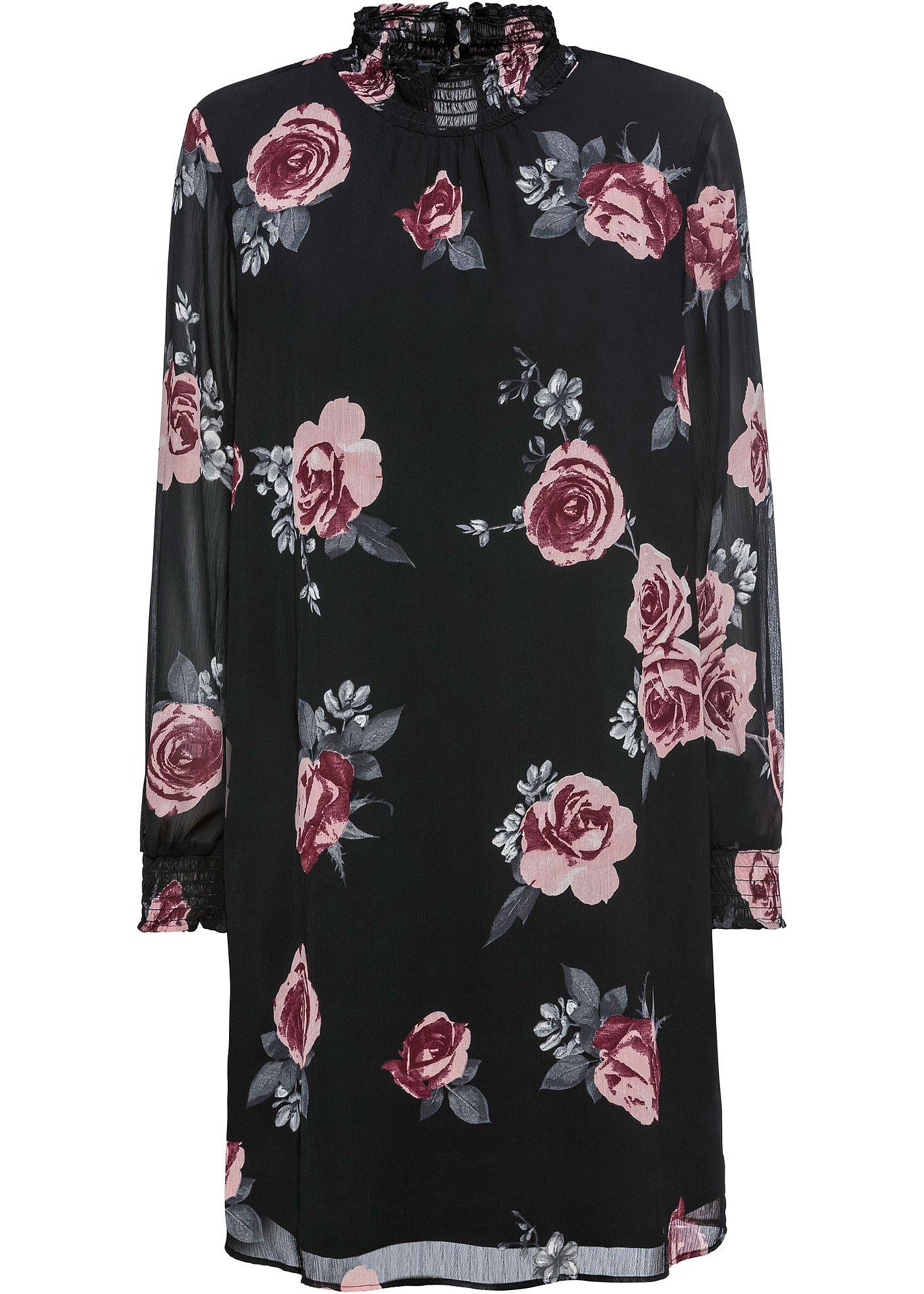 Robe en voile avec col smocké