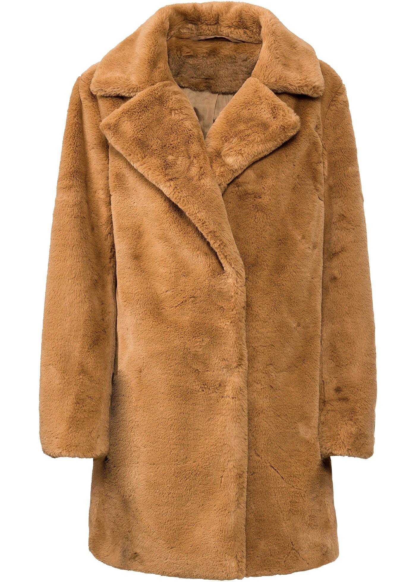 Veste longue douillette en synthétique imitation fourrure