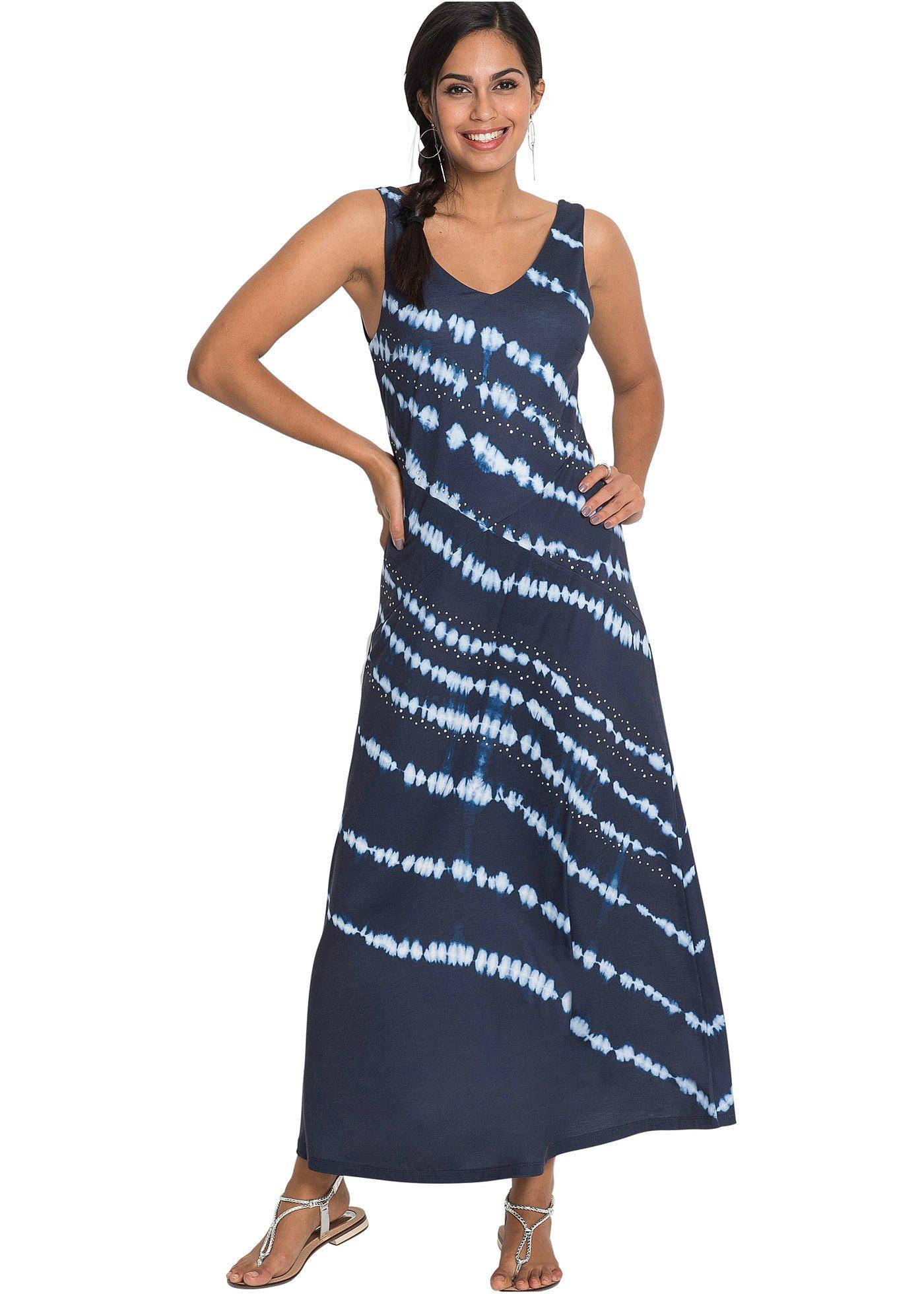  Robe  longue effet batik  bleu  fonc   motif BODYFLIRT 