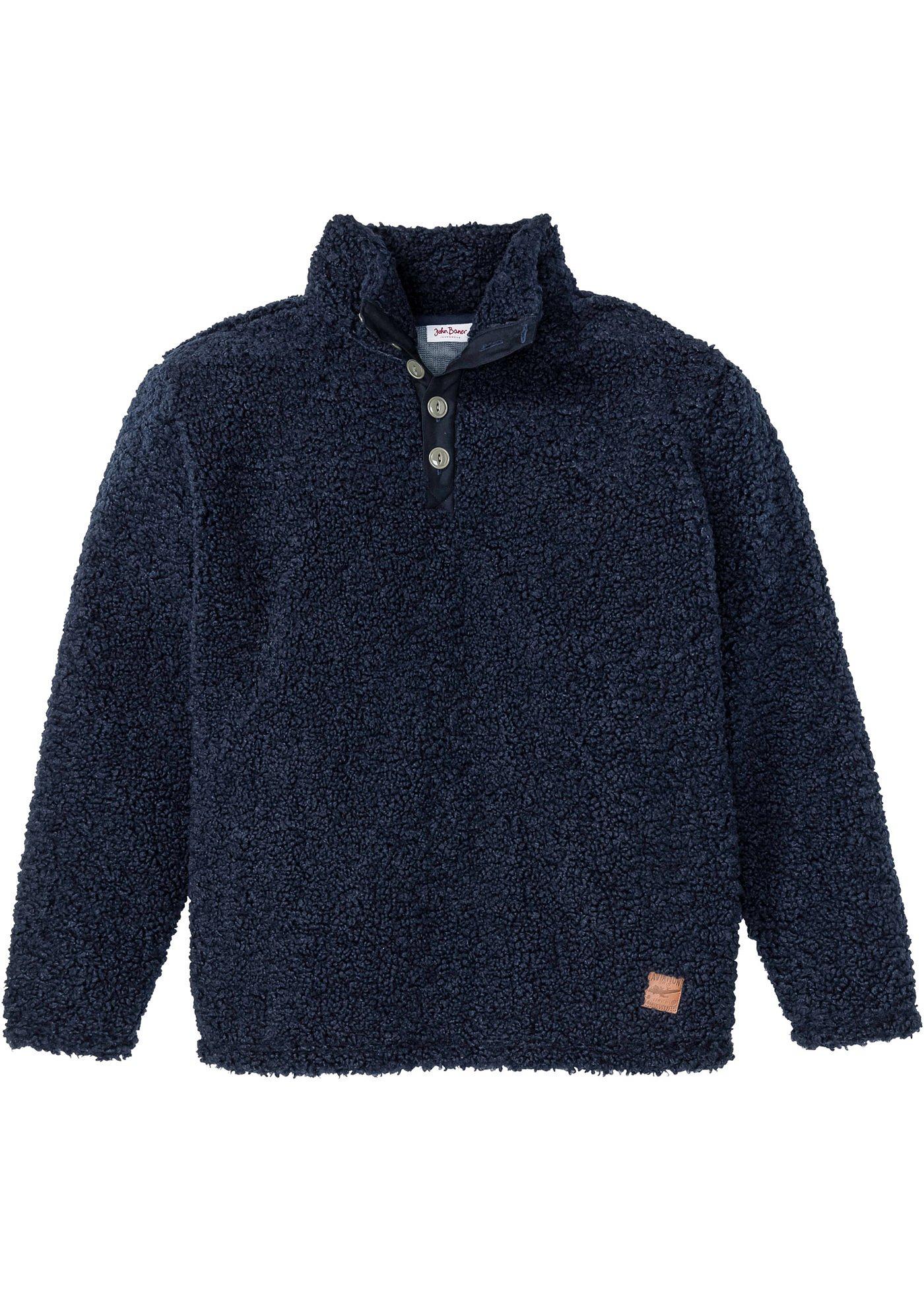 Pull en polaire peluche avec patte de boutonnage