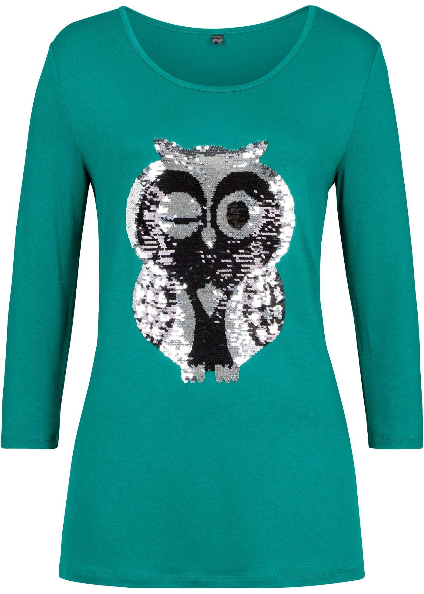 T-shirt avec paillettes réversibles, manches 3/4