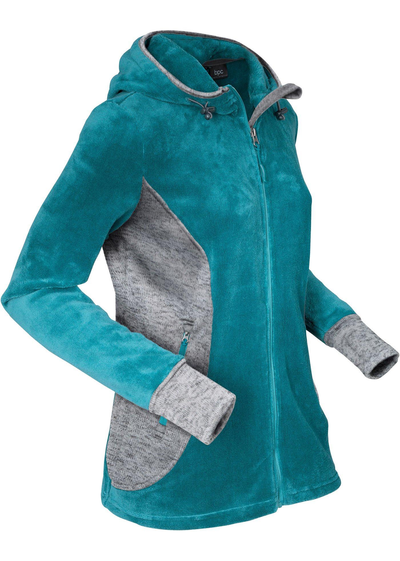 Veste en polaire et peluche à capuche