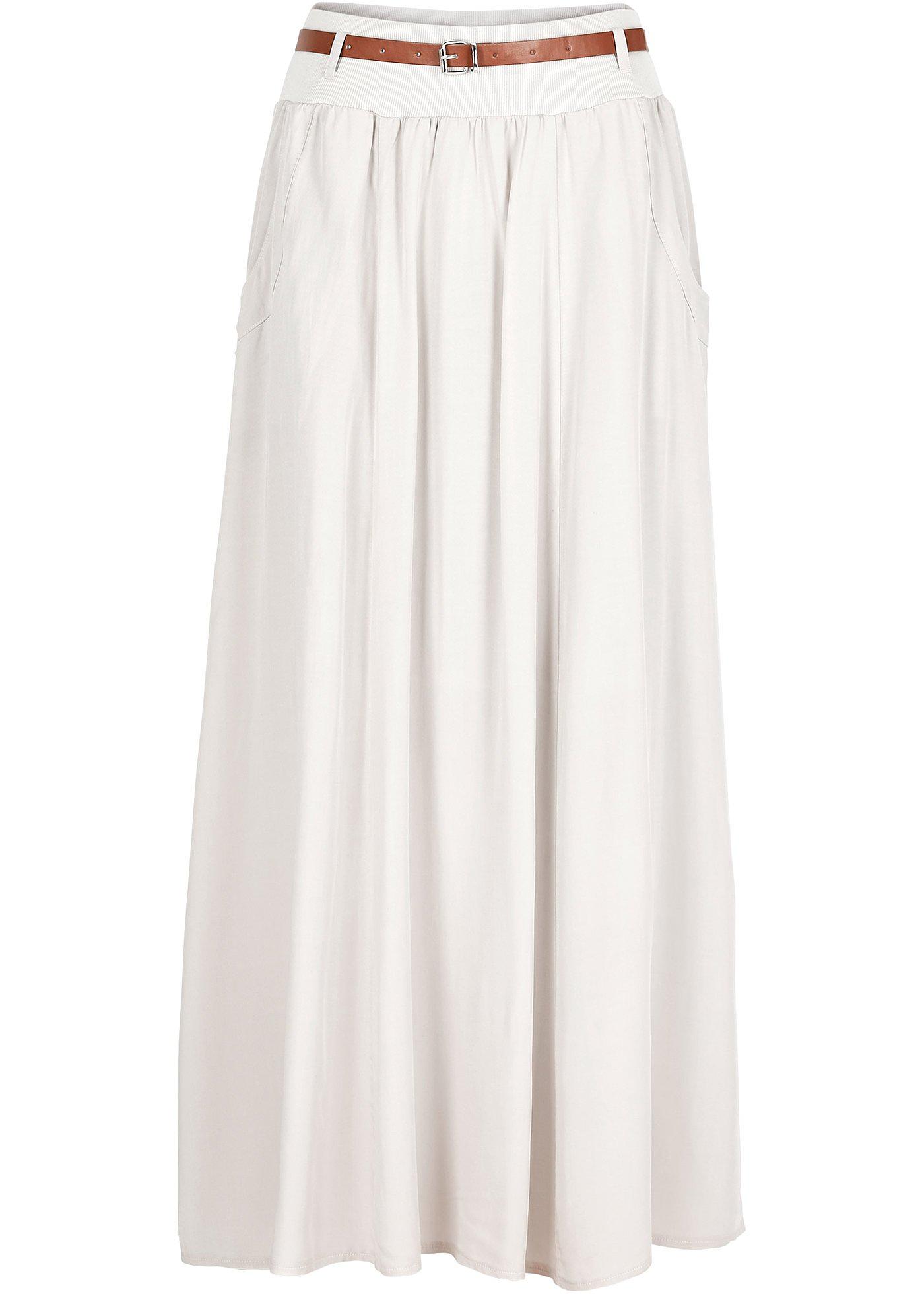 Jupe longue avec ceinture (Ens. 2 pces.) taille courte