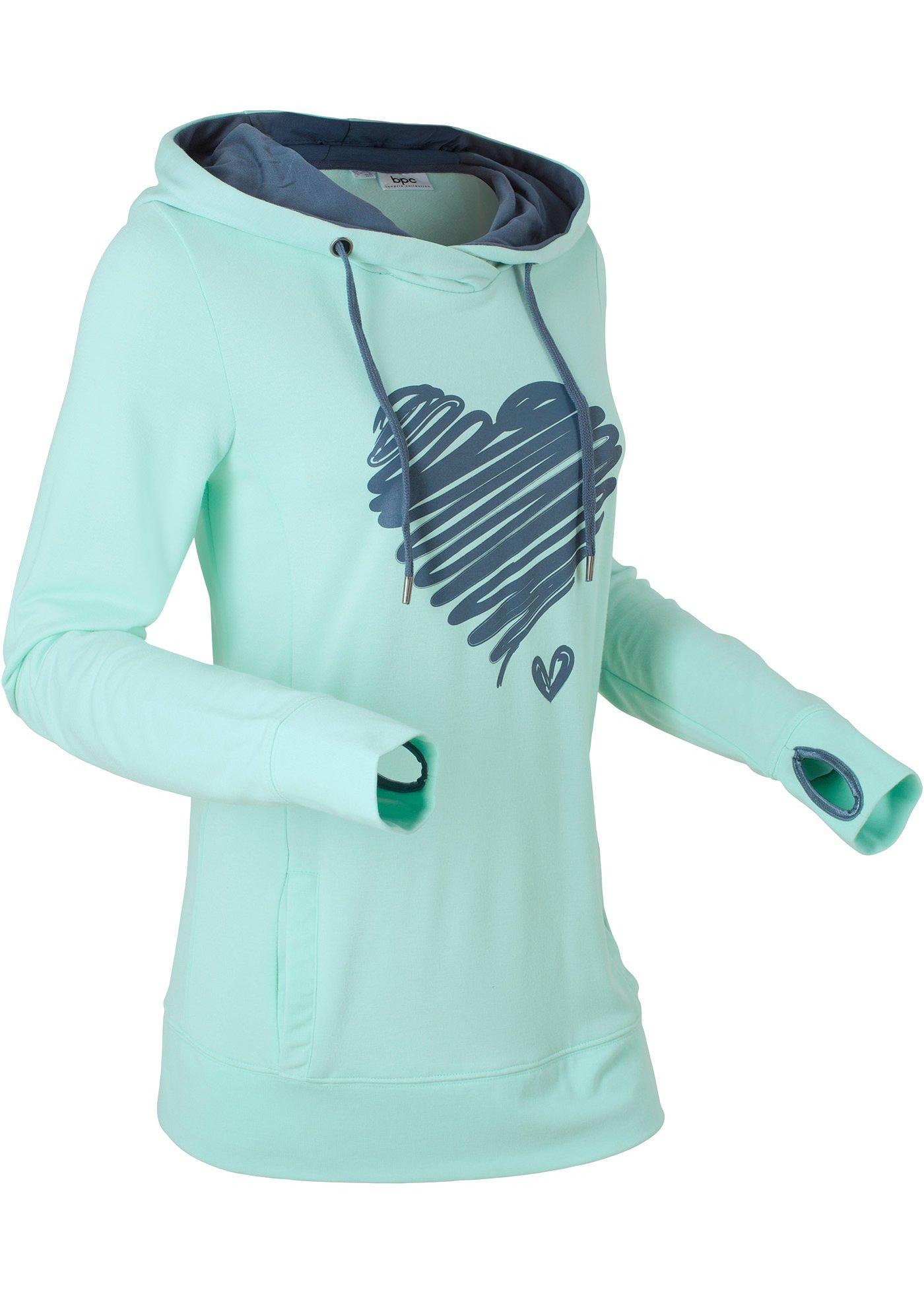 Sweat-shirt léger à imprimé cœur, manches longues