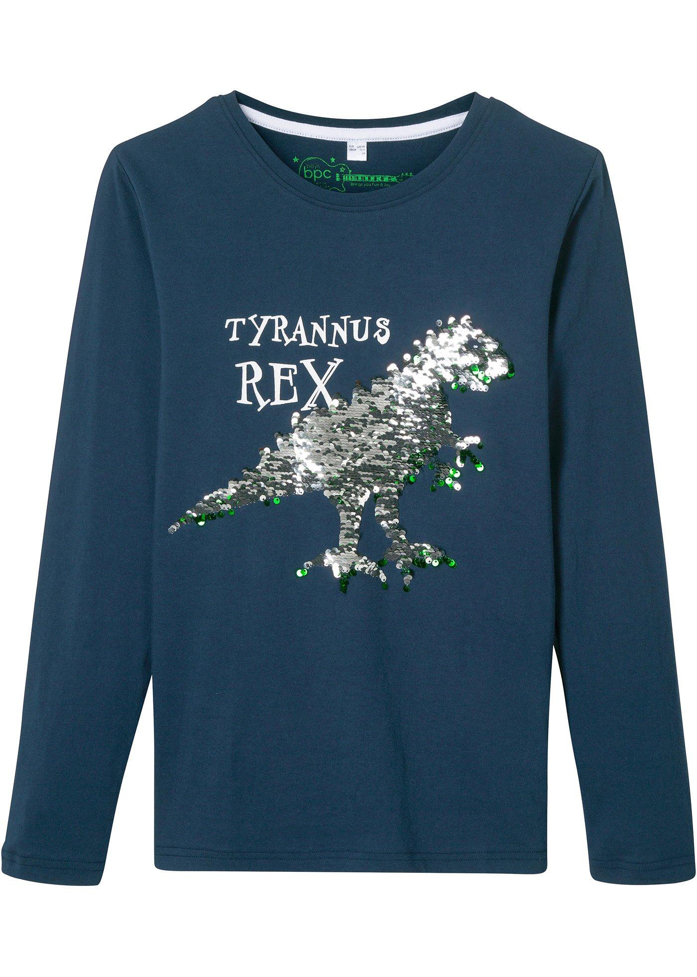 T-shirt manches longues garçon avec paillettes réversibles en coton bio