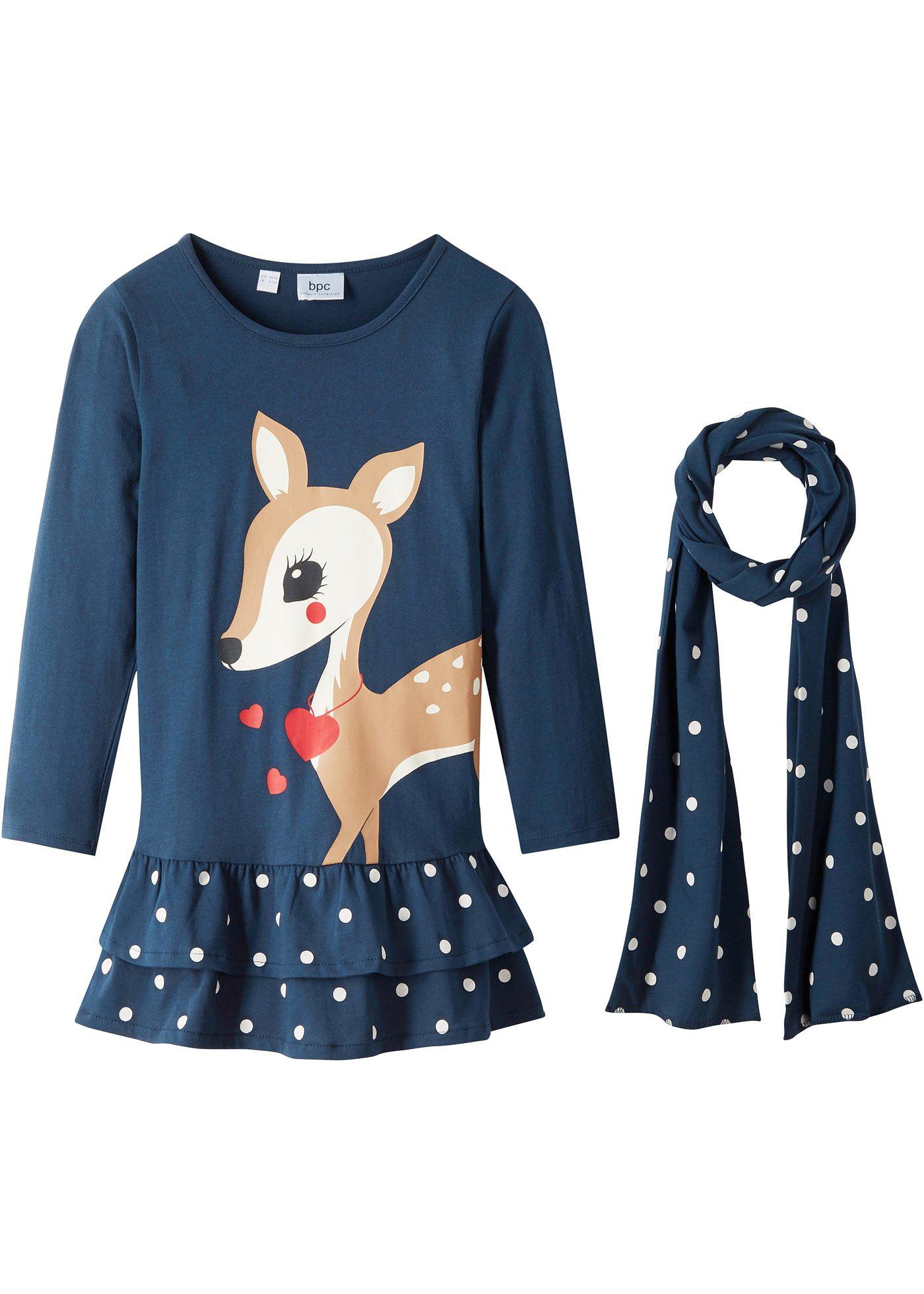 Robe en jersey fille avec écharpe