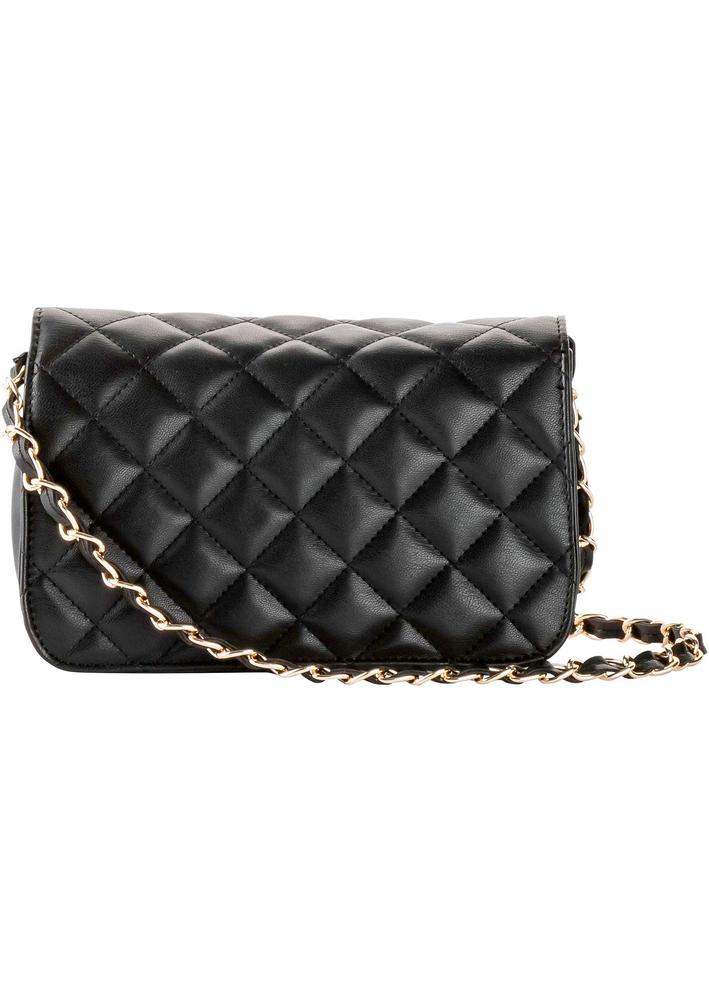 Sac ?� bandouli?�re avec motif matelass?� - noir/dor?�