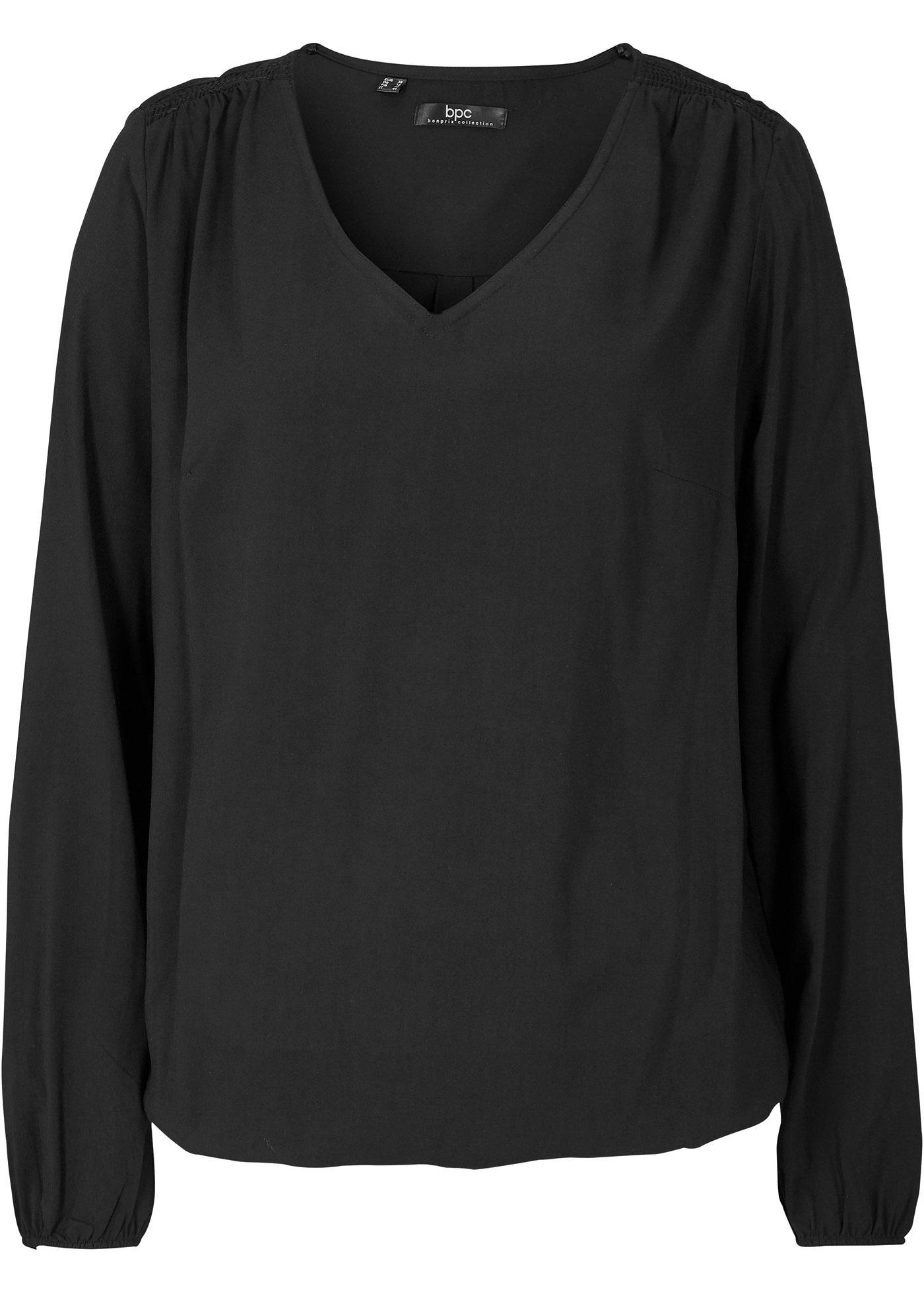 Blouse ample en viscose à col V, manches longues