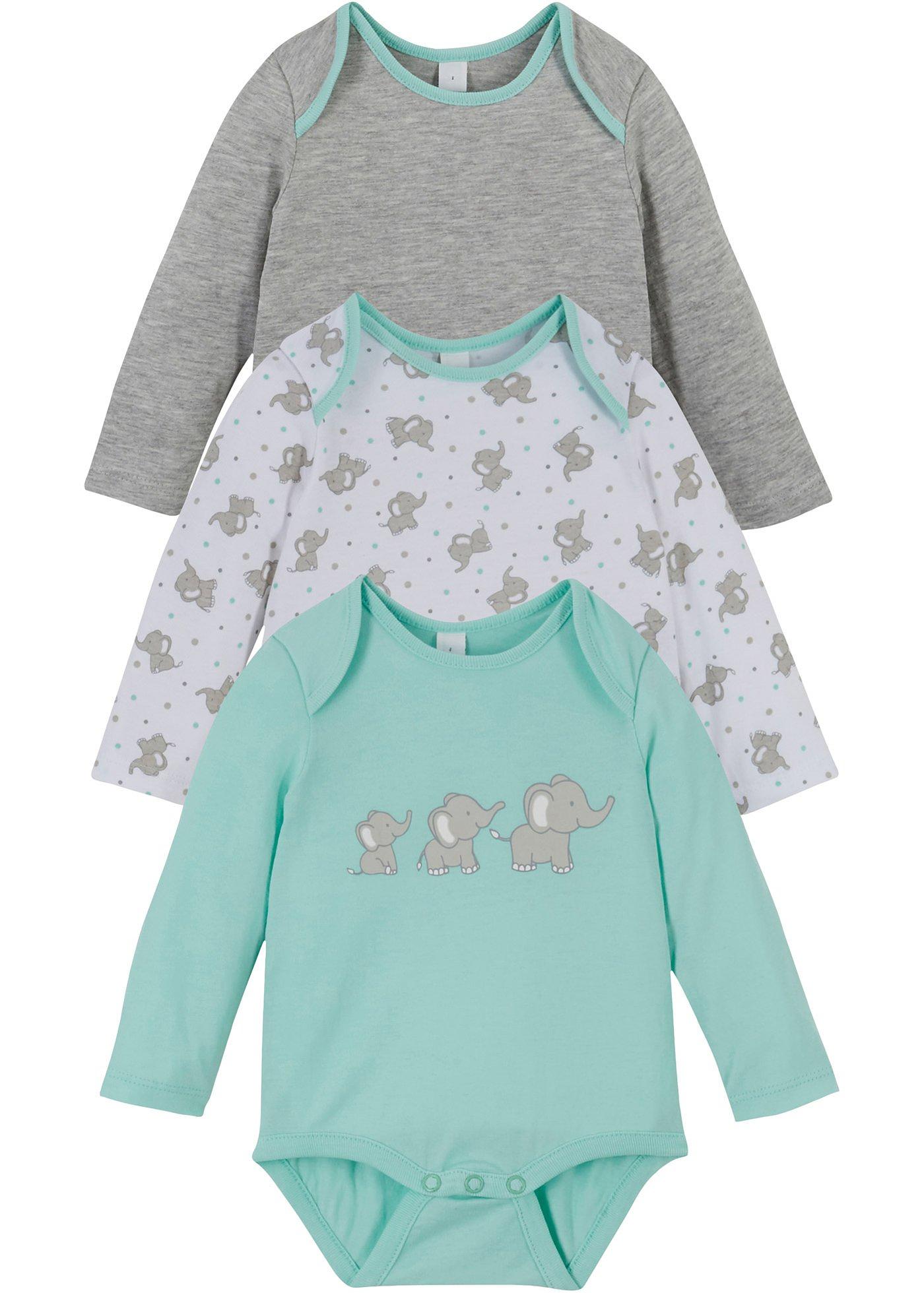 Lot de 3 bodies bébé manches longues coton bio