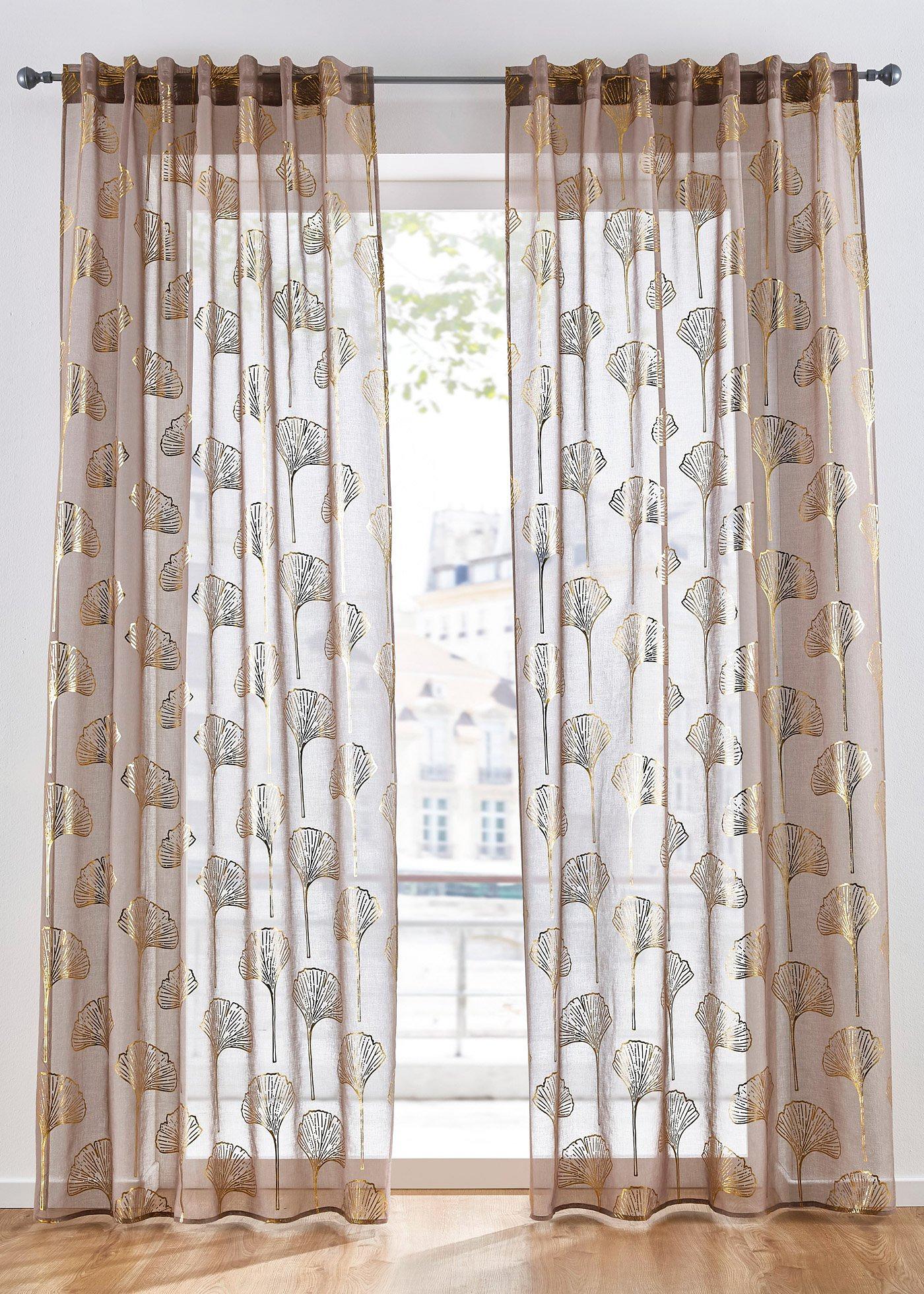 Voilage transparent imprimé brillant (1 pce.)