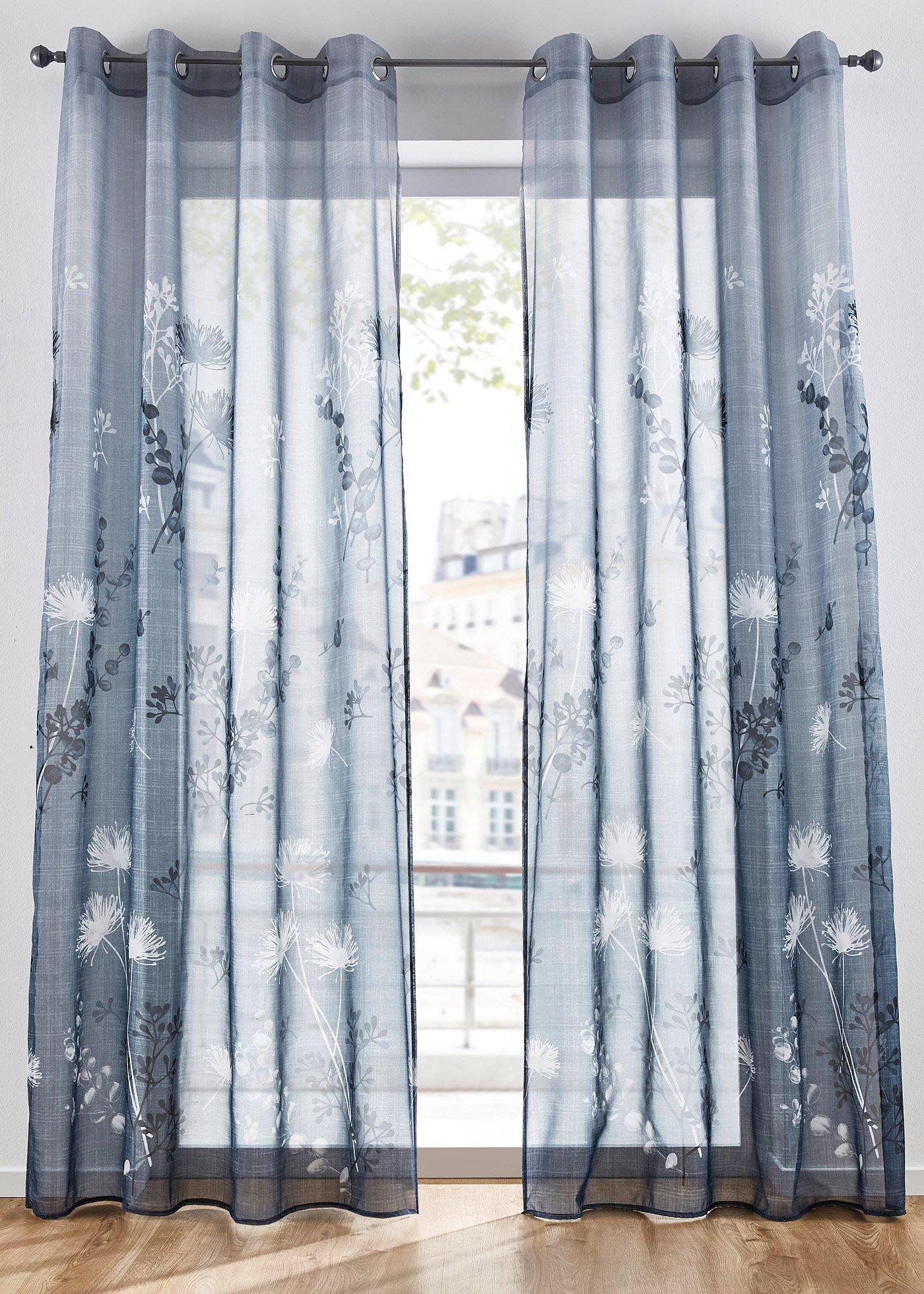 Voilage transparent imprimé floral (1 pce.) BonPrix