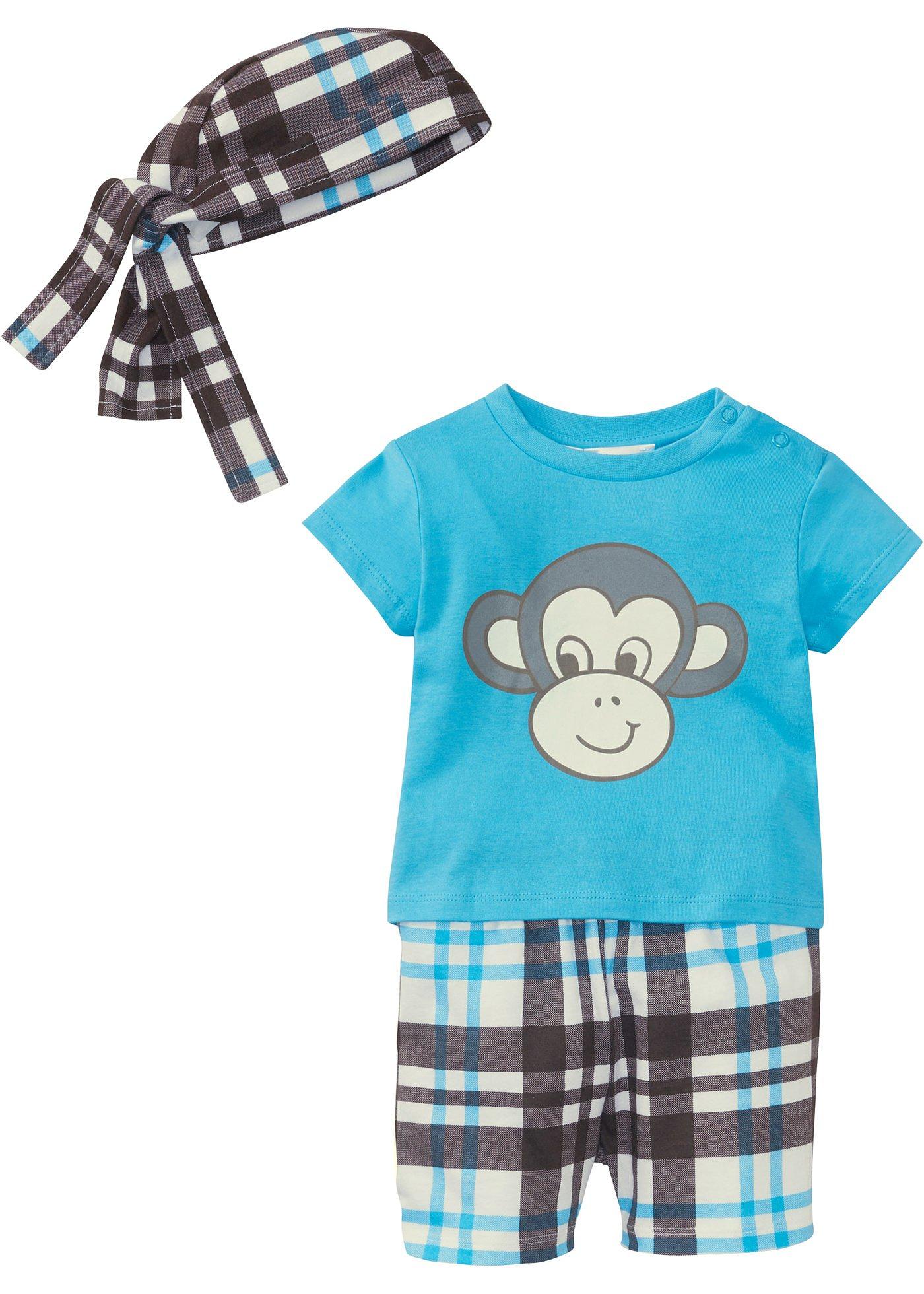 T-shirt bébé + bermuda + bandana (Ens. 3 pces.) coton bio