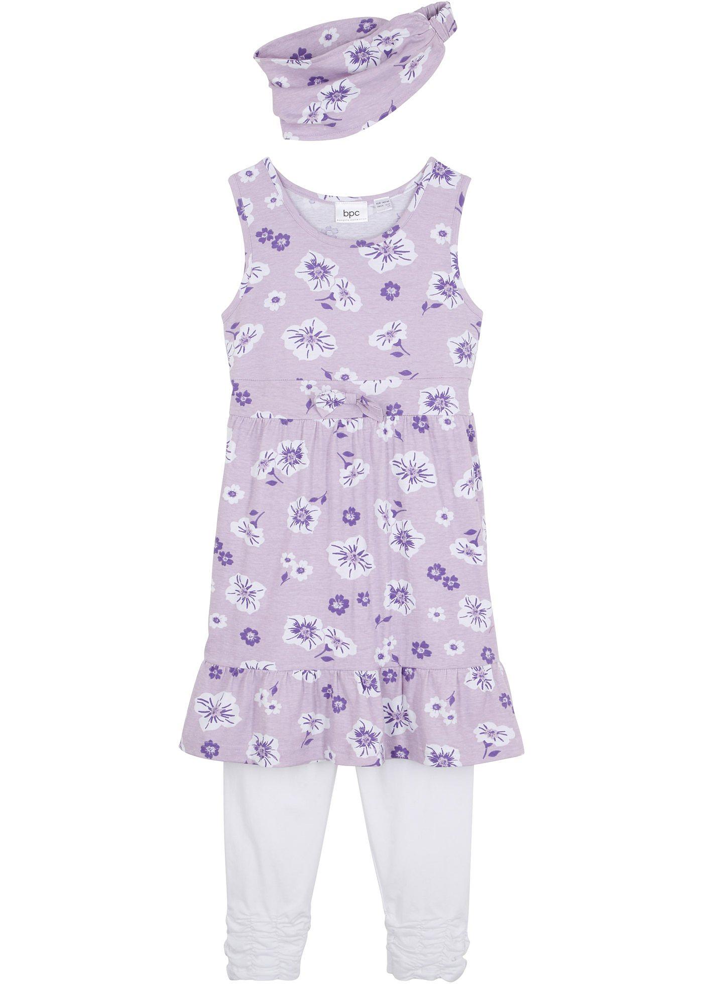 Robe fille + legging 3/4 + bandeau (Ens. 3 pces.)