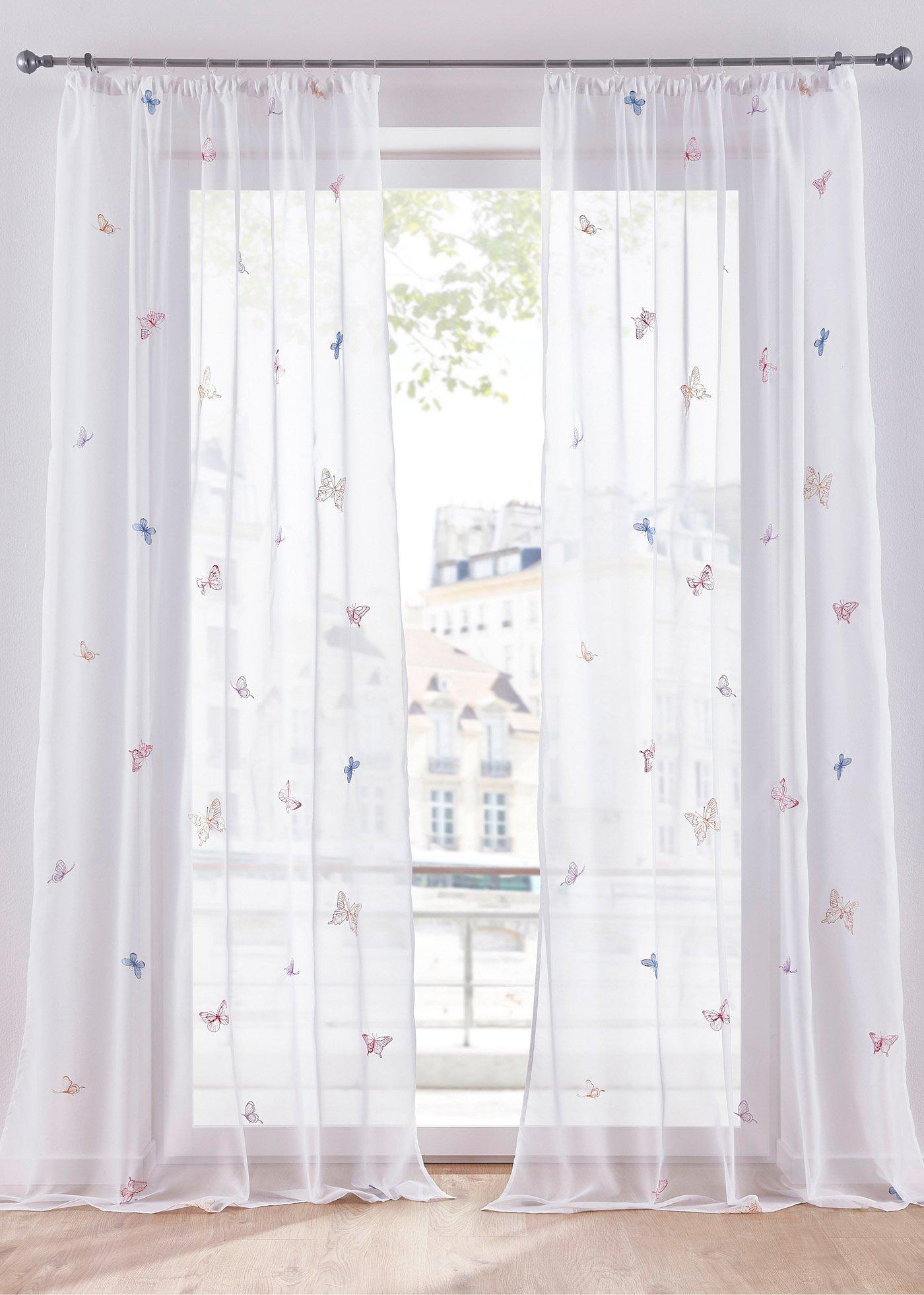 Voilage transparent à broderie (1 pce.)