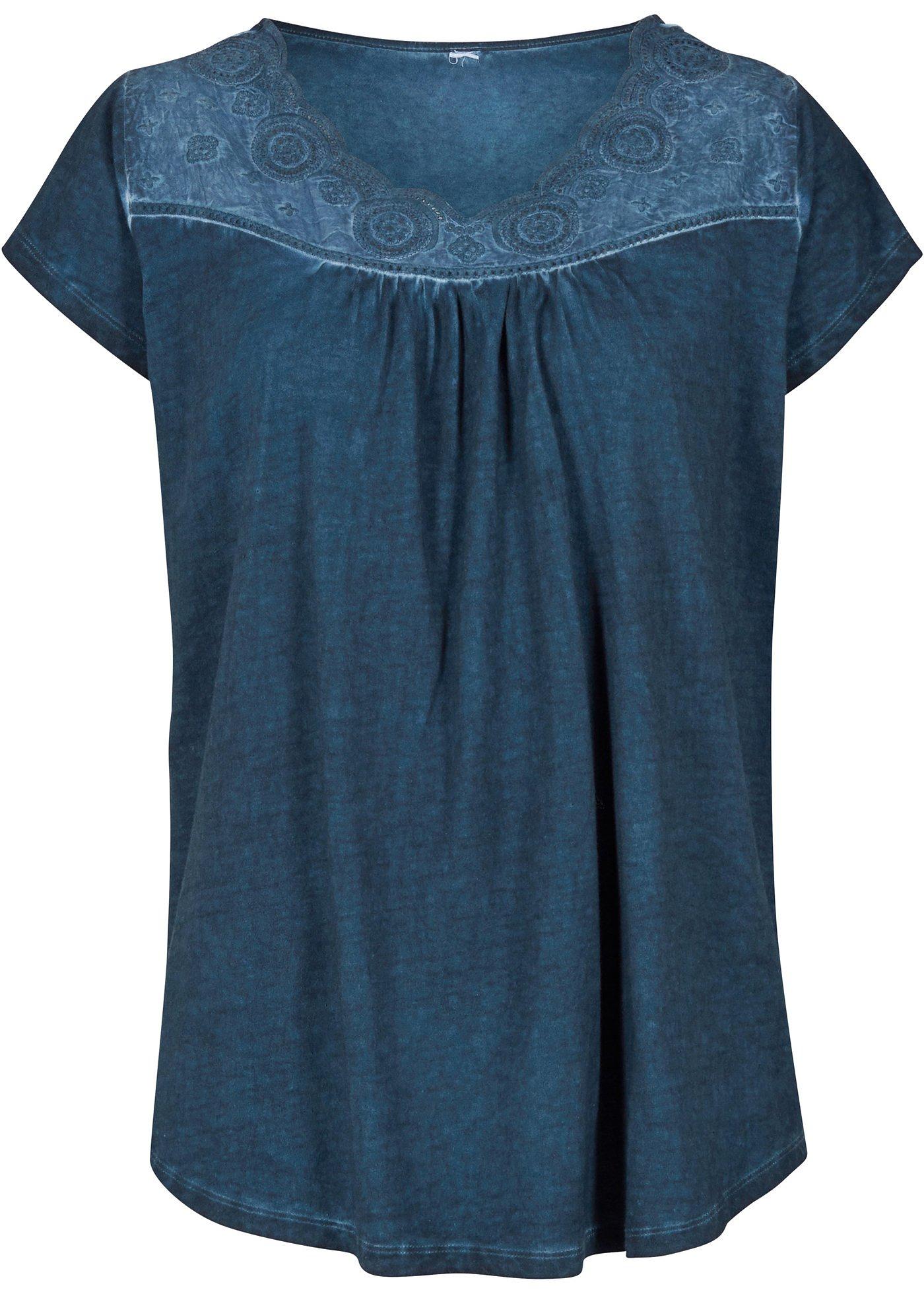 T-shirt coton cold-dye à broderie ajourée