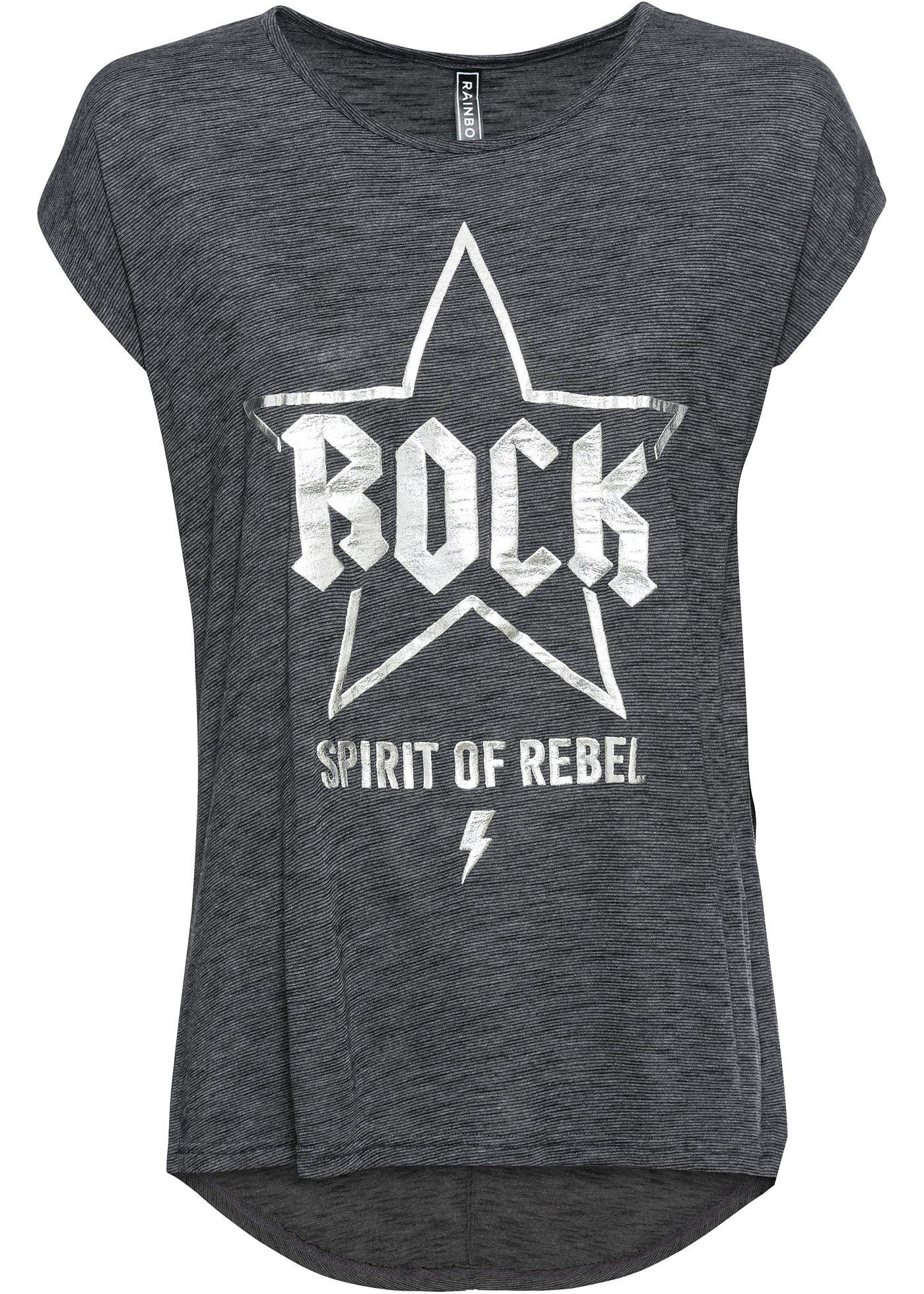 T-shirt long à imprimé argenté