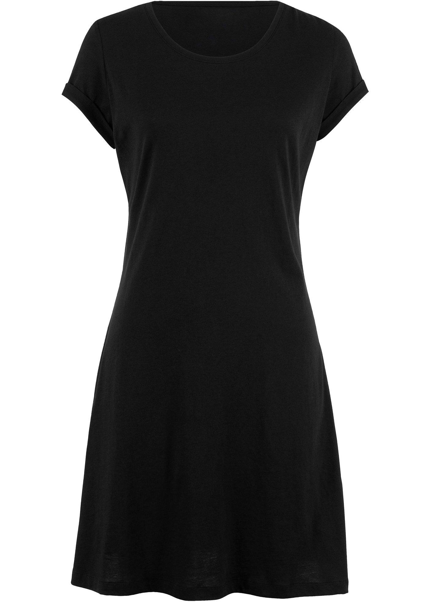 Robe Tshirt en coton confortable avec manches retroussées noir