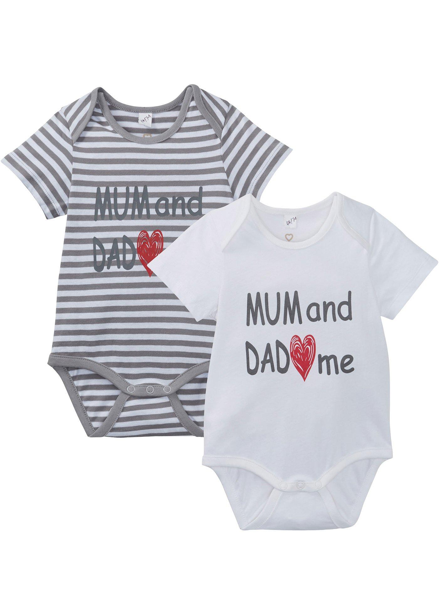 Lot de 2 bodies bébé manches courtes en coton bio