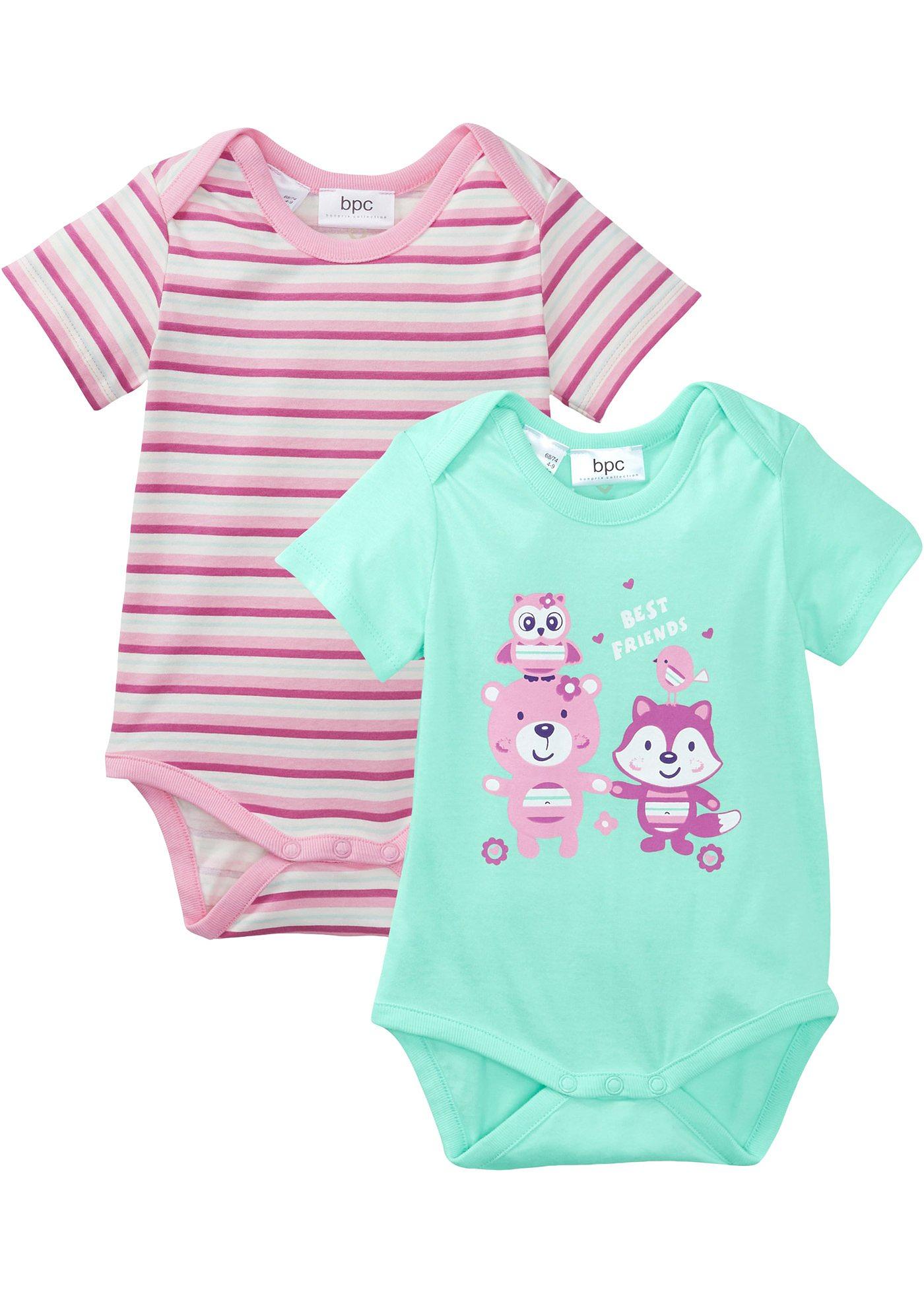 Lot de 2 bodies bébé manches courtes en coton bio