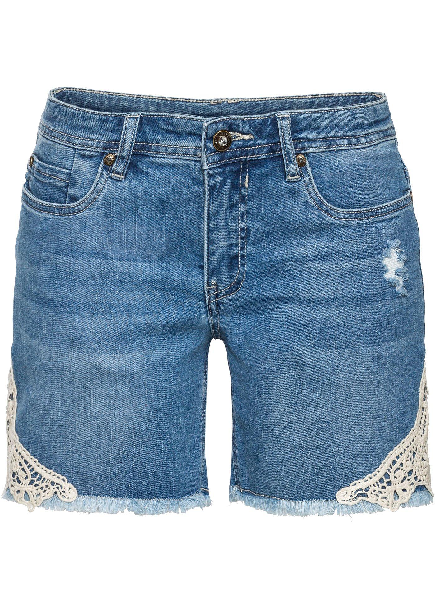 Short en jean à dentelle
