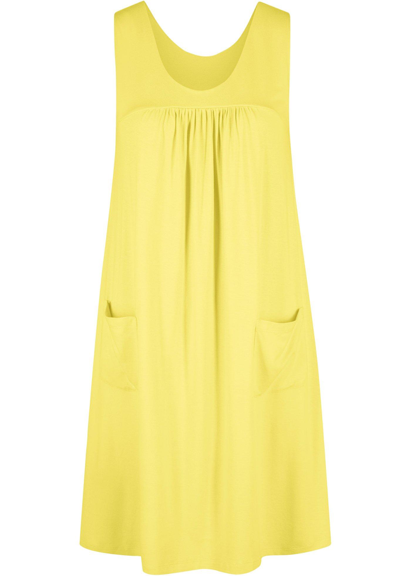 Robe-tunique en jersey à col rond, coloris unis